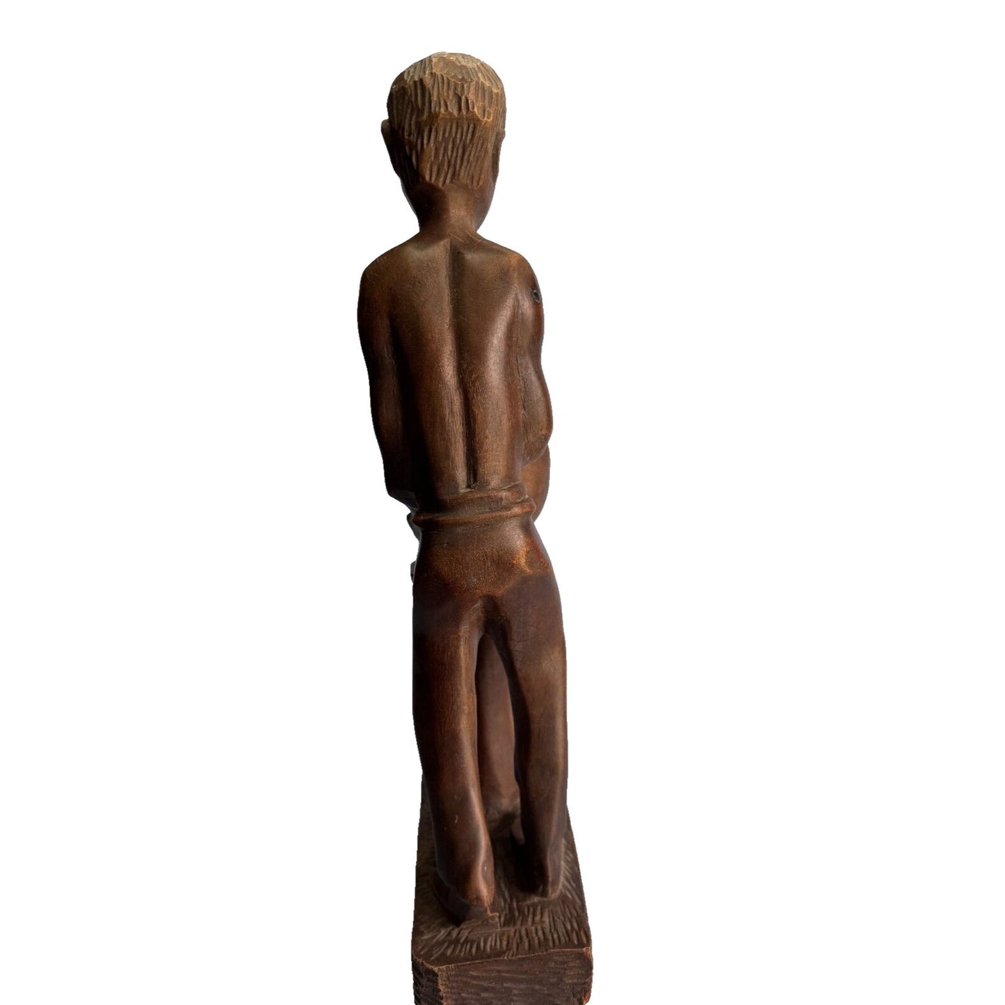 Vintage Hand-Carved Haitian Tribal Figurine Signed Simeon 16" Tall Solid Wood Sculpture