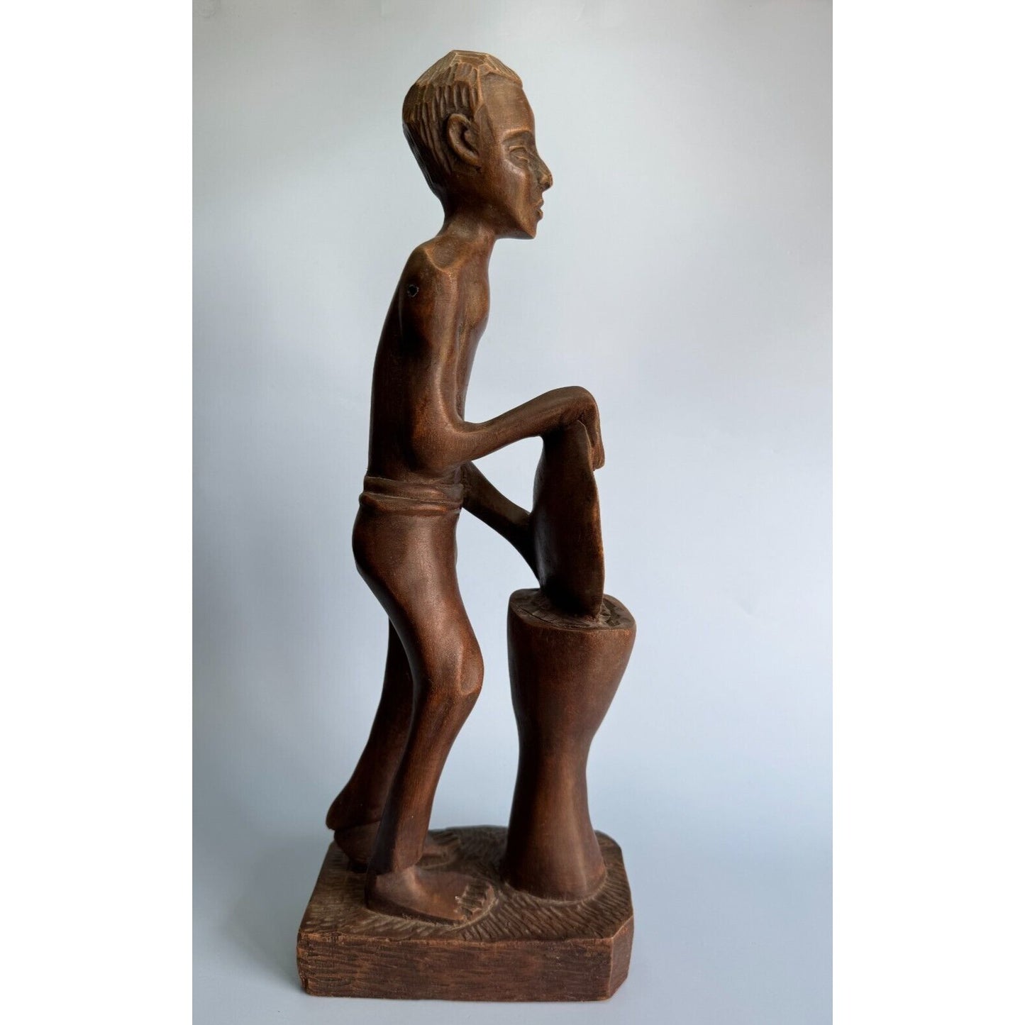 Vintage Hand-Carved Haitian Tribal Figurine Signed Simeon 16" Tall Solid Wood Sculpture