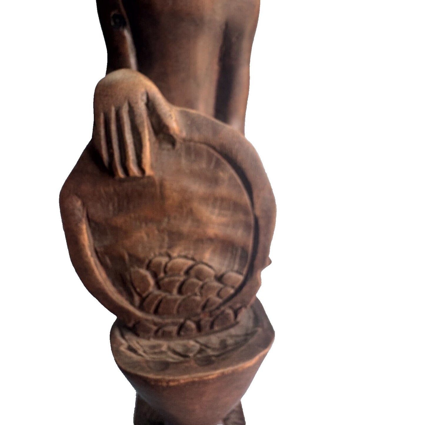 Vintage Hand-Carved Haitian Tribal Figurine Signed Simeon 16" Tall Solid Wood Sculpture