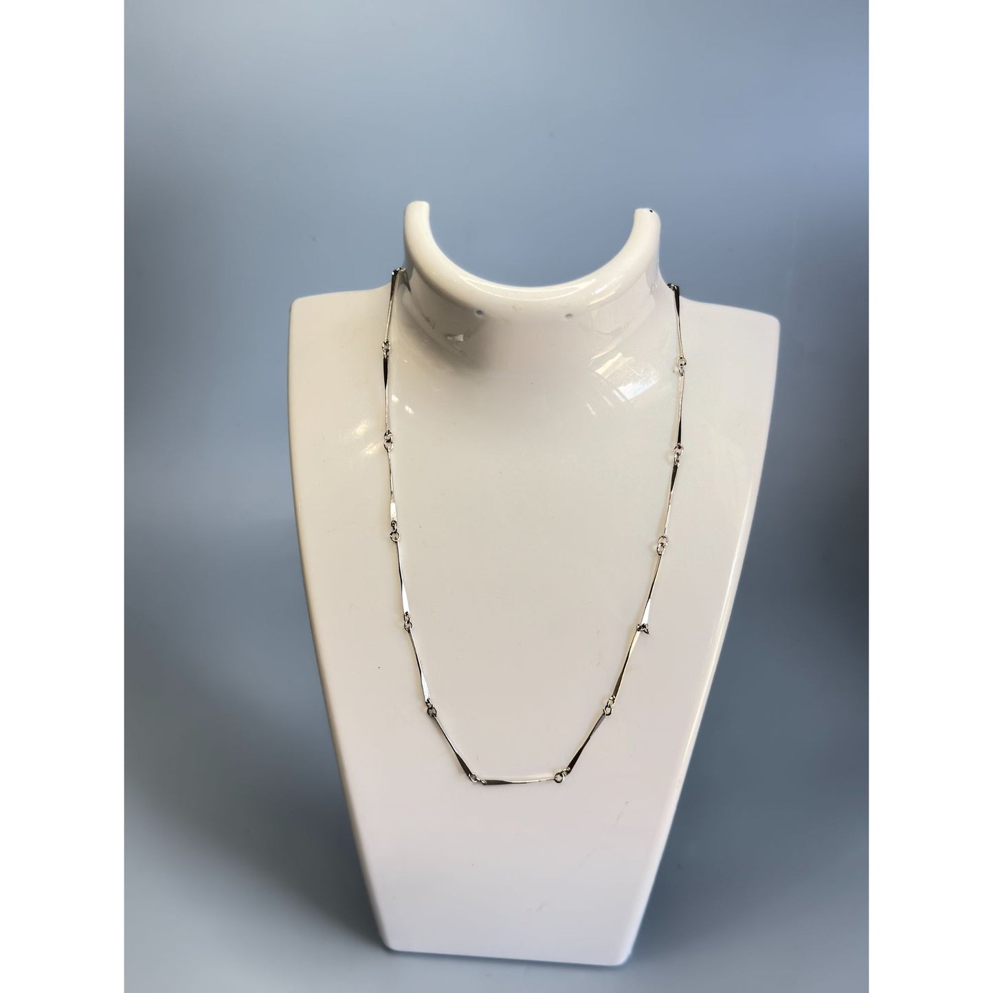 Les Bernard Designer Silver-Tone Geometric Necklace Signed 14 1/2" Elegant Minimalist Jewelry