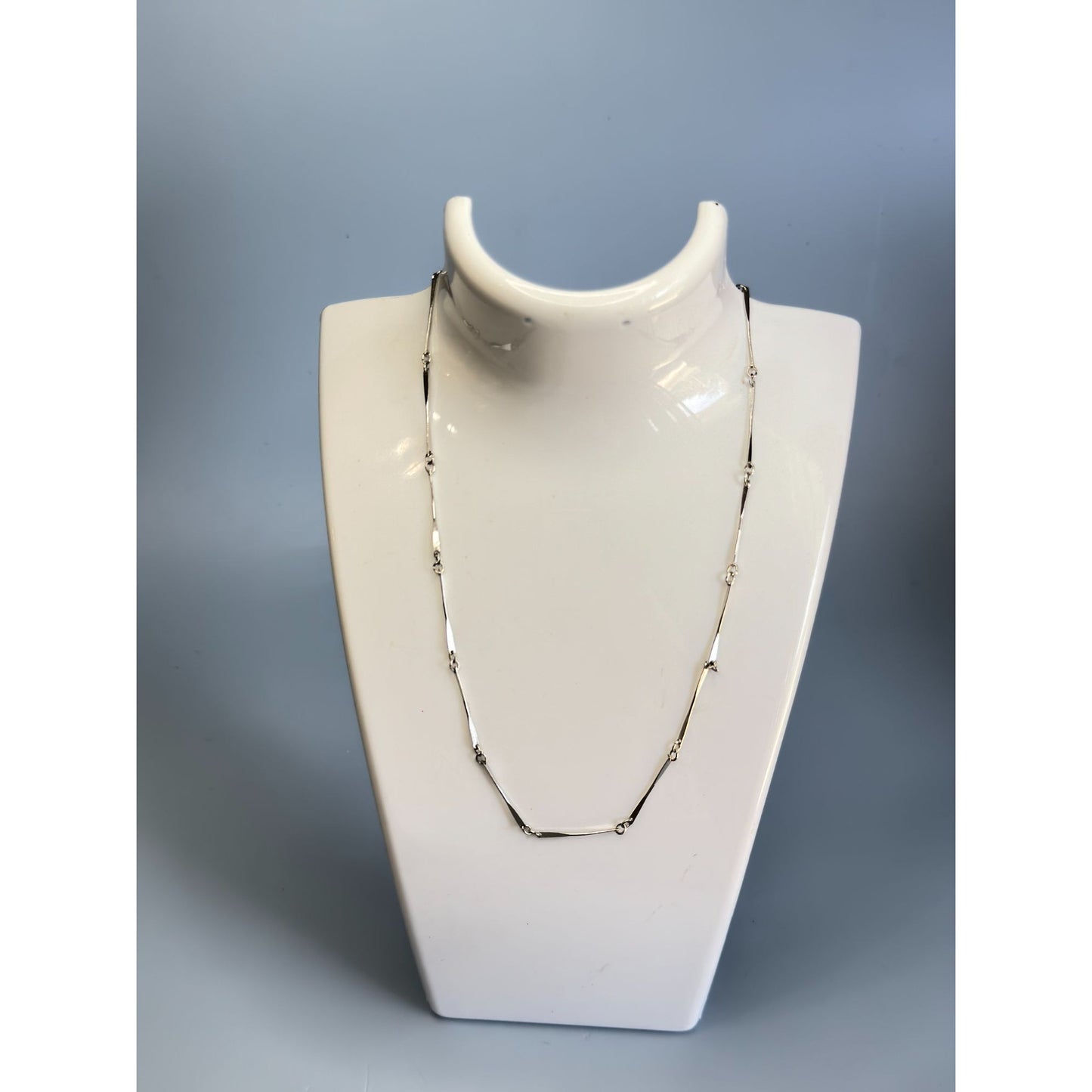 Les Bernard Designer Silver-Tone Geometric Necklace Signed 14 1/2" Elegant Minimalist Jewelry
