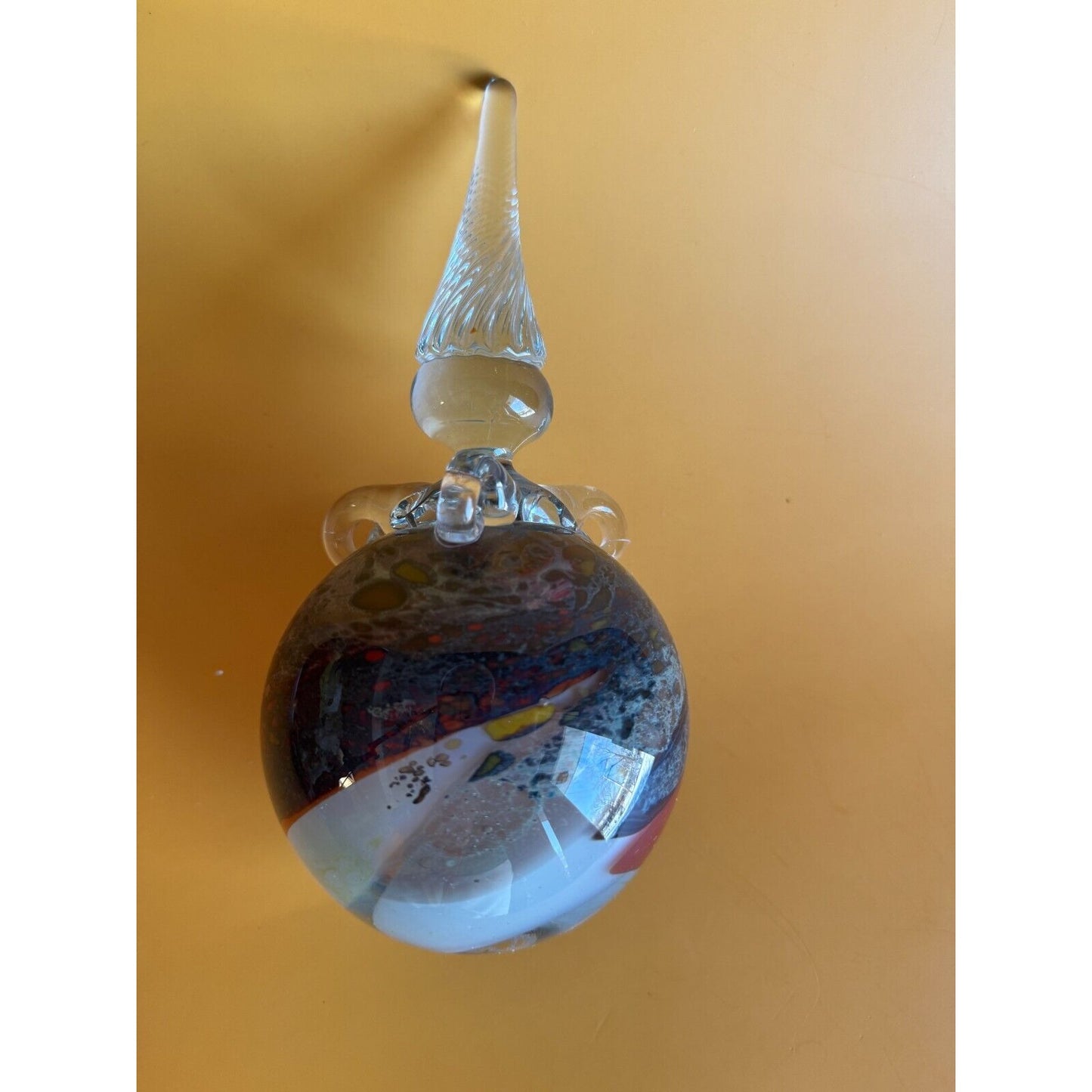 Robert Lee Fritz Studio Blown Art Glass Hanging Ball Decor Signed Dated 1982