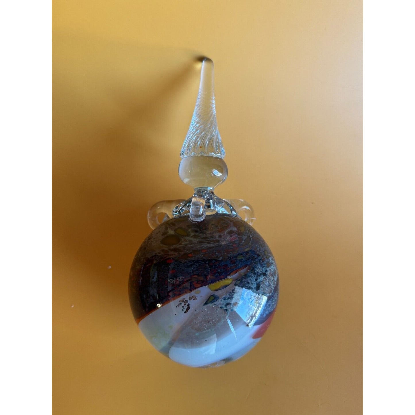 Robert Lee Fritz Studio Blown Art Glass Hanging Ball Decor Signed Dated 1982