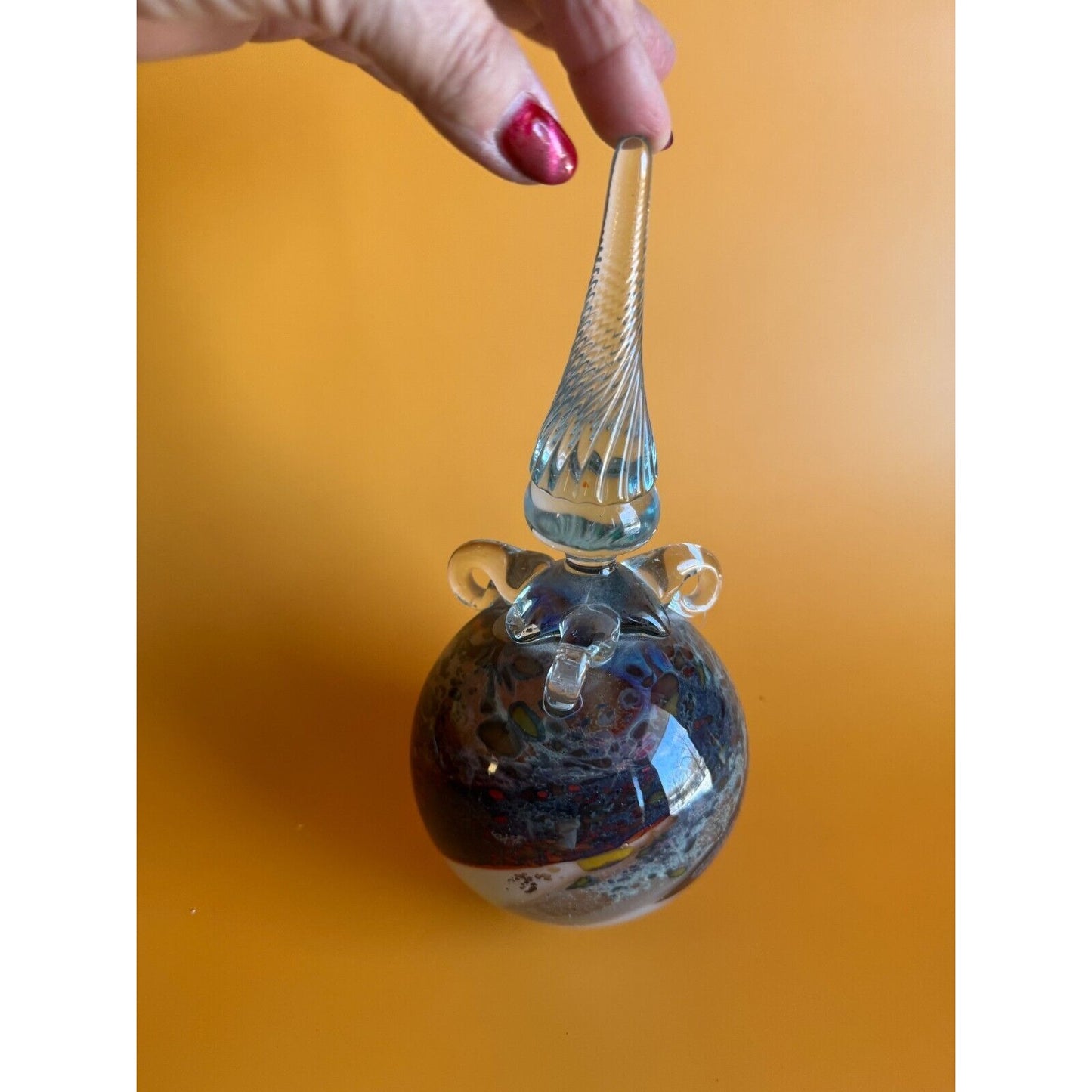 Robert Lee Fritz Studio Blown Art Glass Hanging Ball Decor Signed Dated 1982