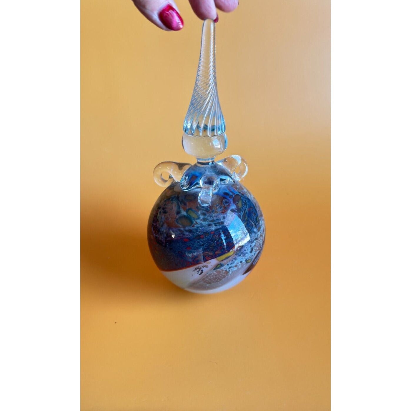 Robert Lee Fritz Studio Blown Art Glass Hanging Ball Decor Signed Dated 1982