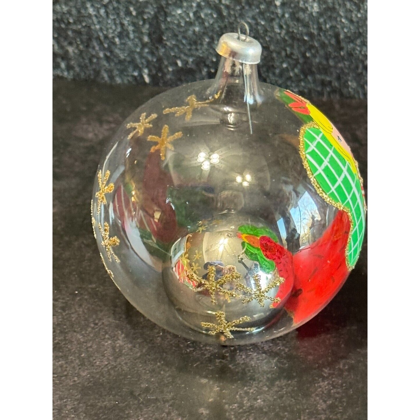Vintage Soffieria De Carlini Italy Painted Angel Playing Trumpet Glass Ornament