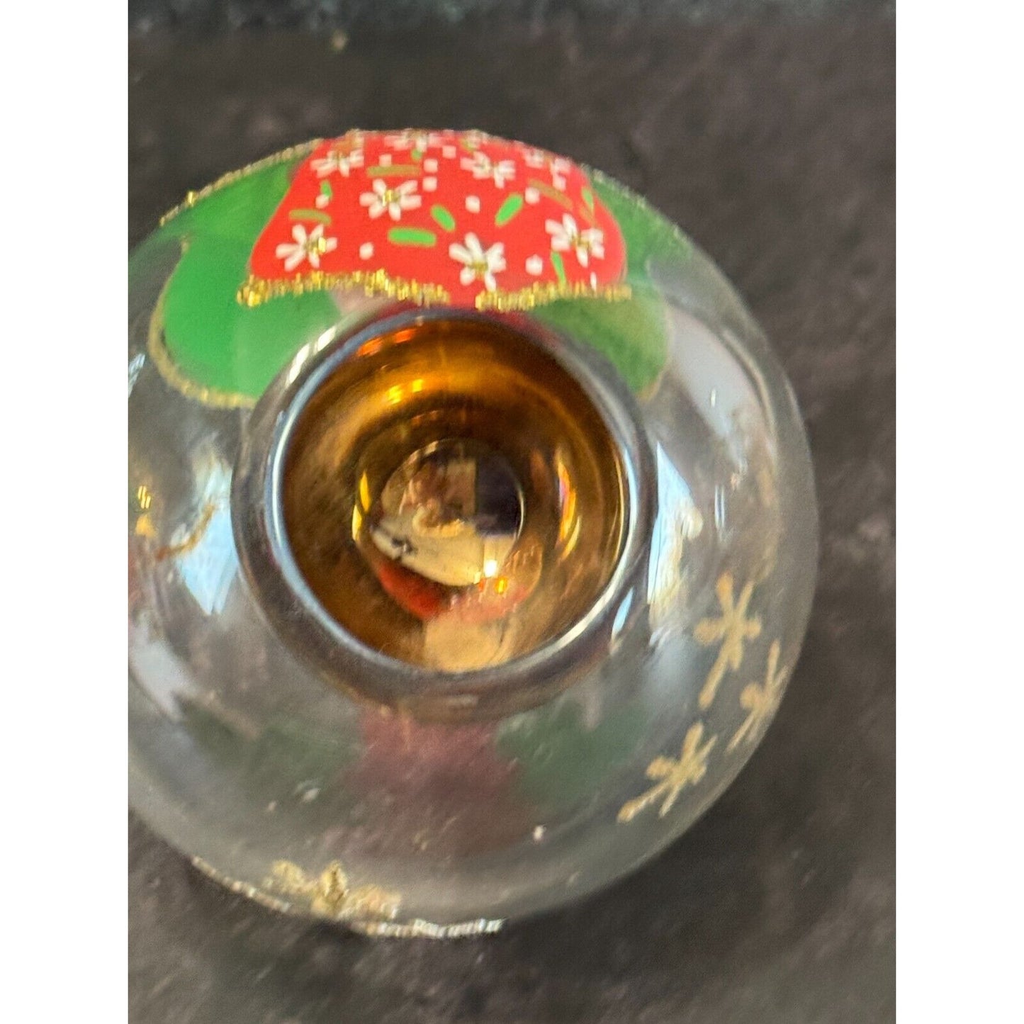 Vintage Soffieria De Carlini Italy Painted Angel Playing Trumpet Glass Ornament