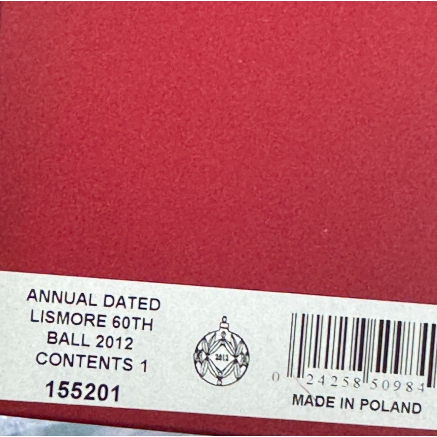 Waterford Crystal Annual Dated Lismore 60th Ball Ornament 2012 HandSigned Poland