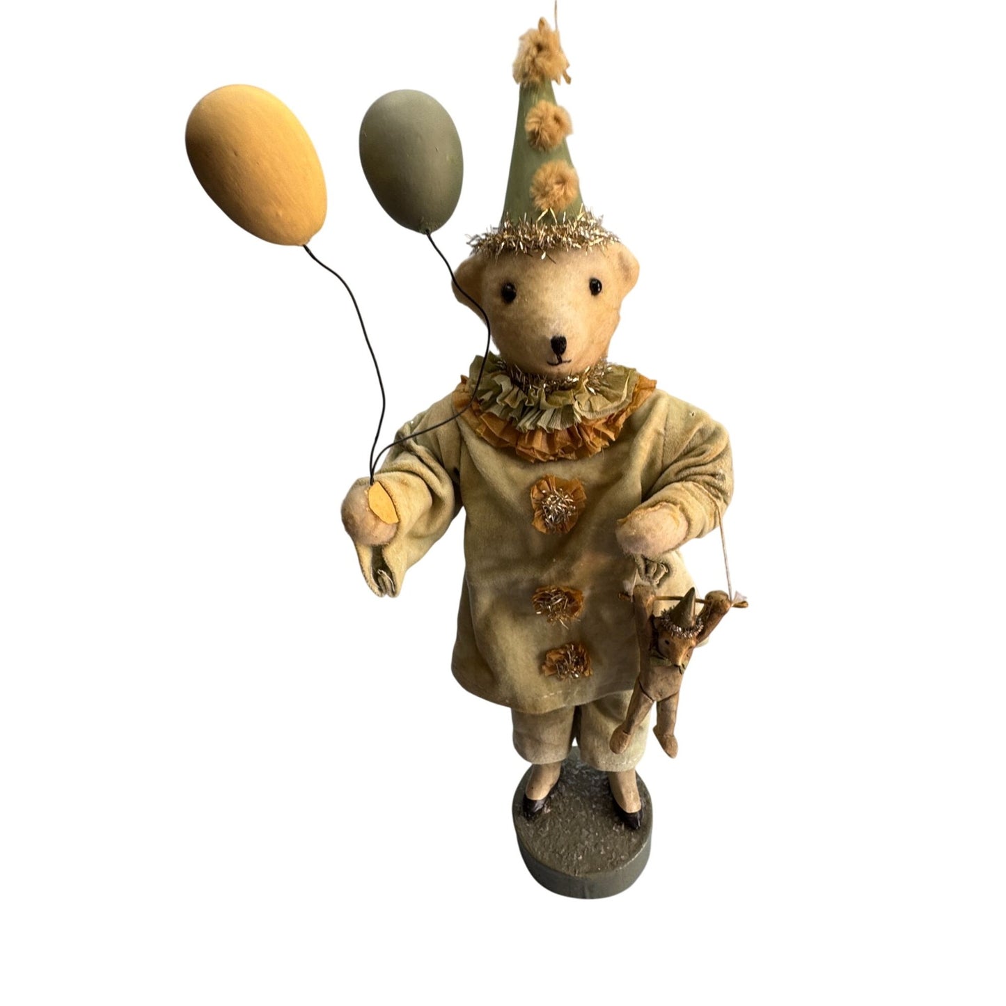 Bethany Lowe Circus Carnival Teddy Bear 14" Folk Art Figurine w/tag