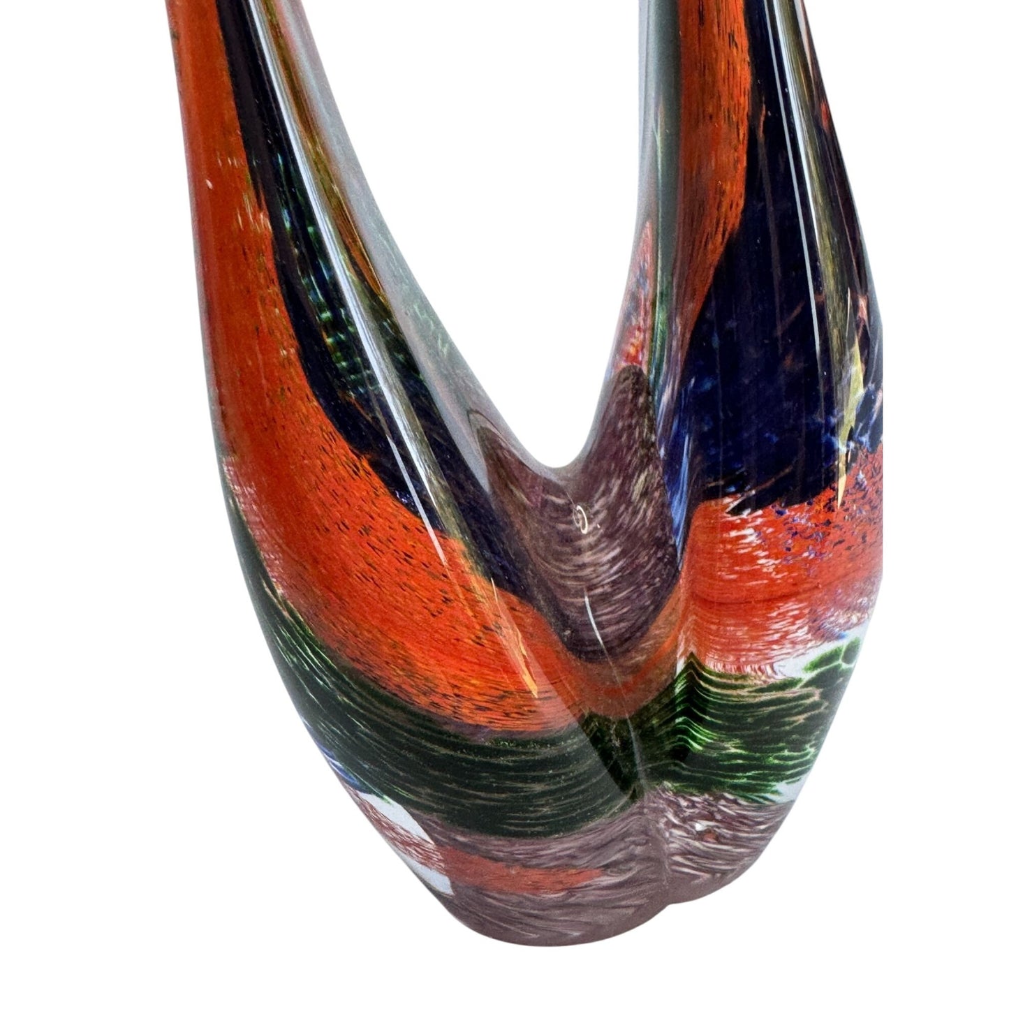 Murano Venetian Sommerso Vase 9" Layered Color Encased in Clear Glass