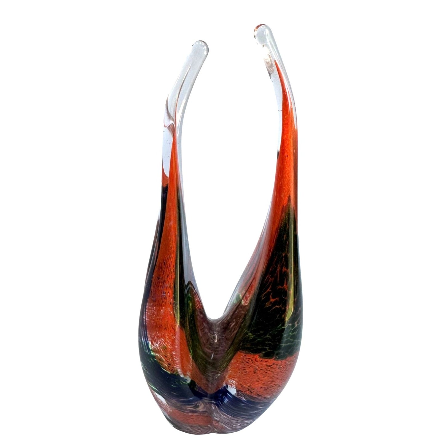 Murano Venetian Sommerso Vase 9" Layered Color Encased in Clear Glass