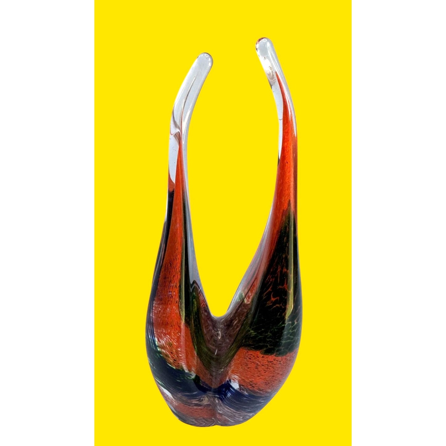 Murano Venetian Sommerso Vase 9" Layered Color Encased in Clear Glass