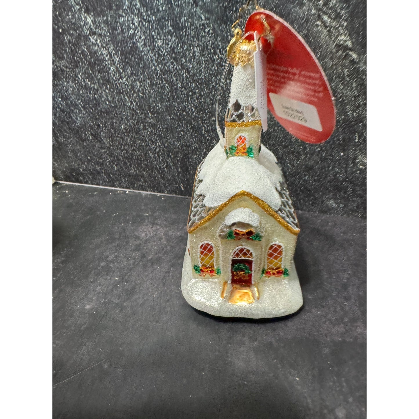 Christopher Radko Snowy Sanctuary Blown Glass Church Ornament 2024 5" X 3 1/2" White & Gold Holiday Decor