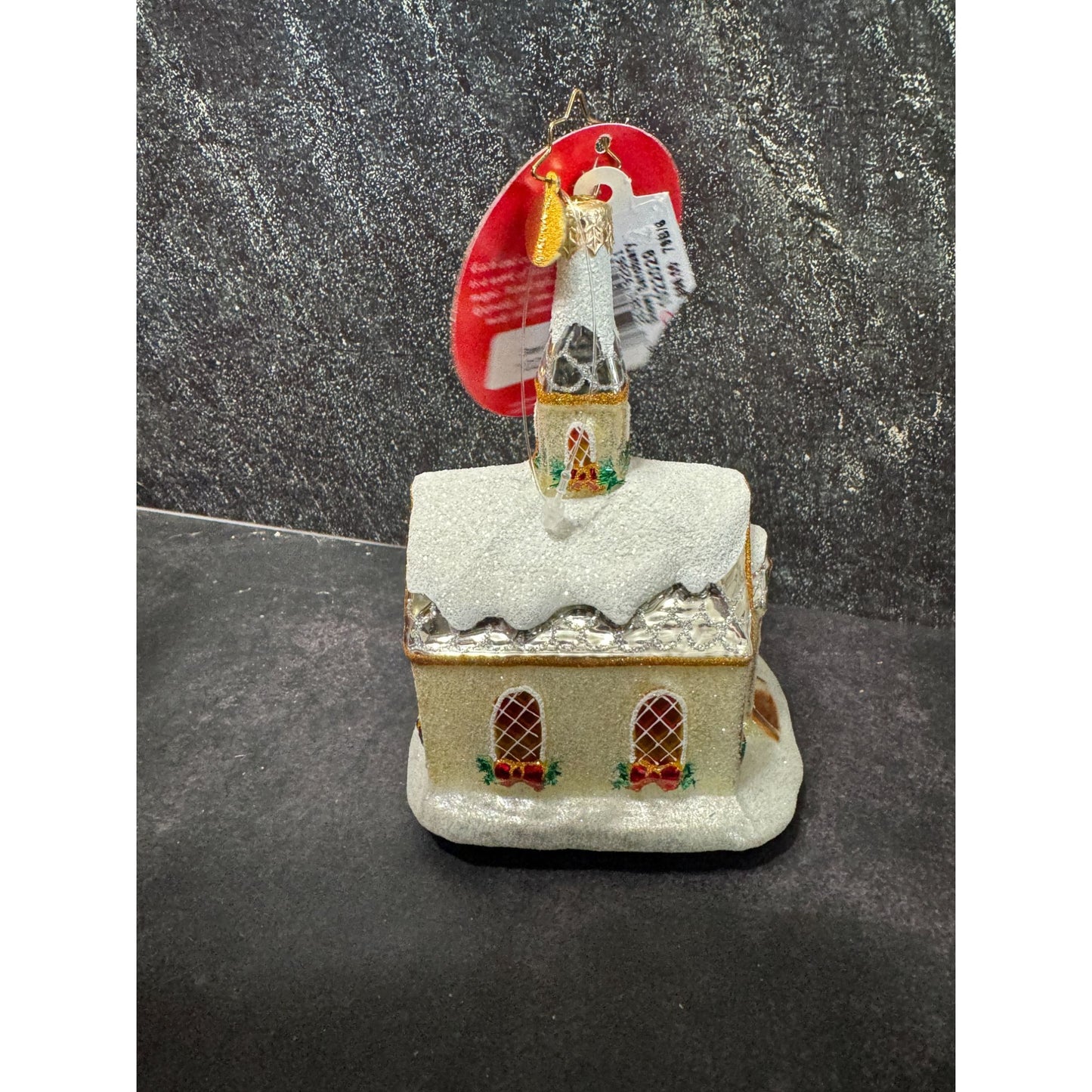 Christopher Radko Snowy Sanctuary Blown Glass Church Ornament 2024 5" X 3 1/2" White & Gold Holiday Decor