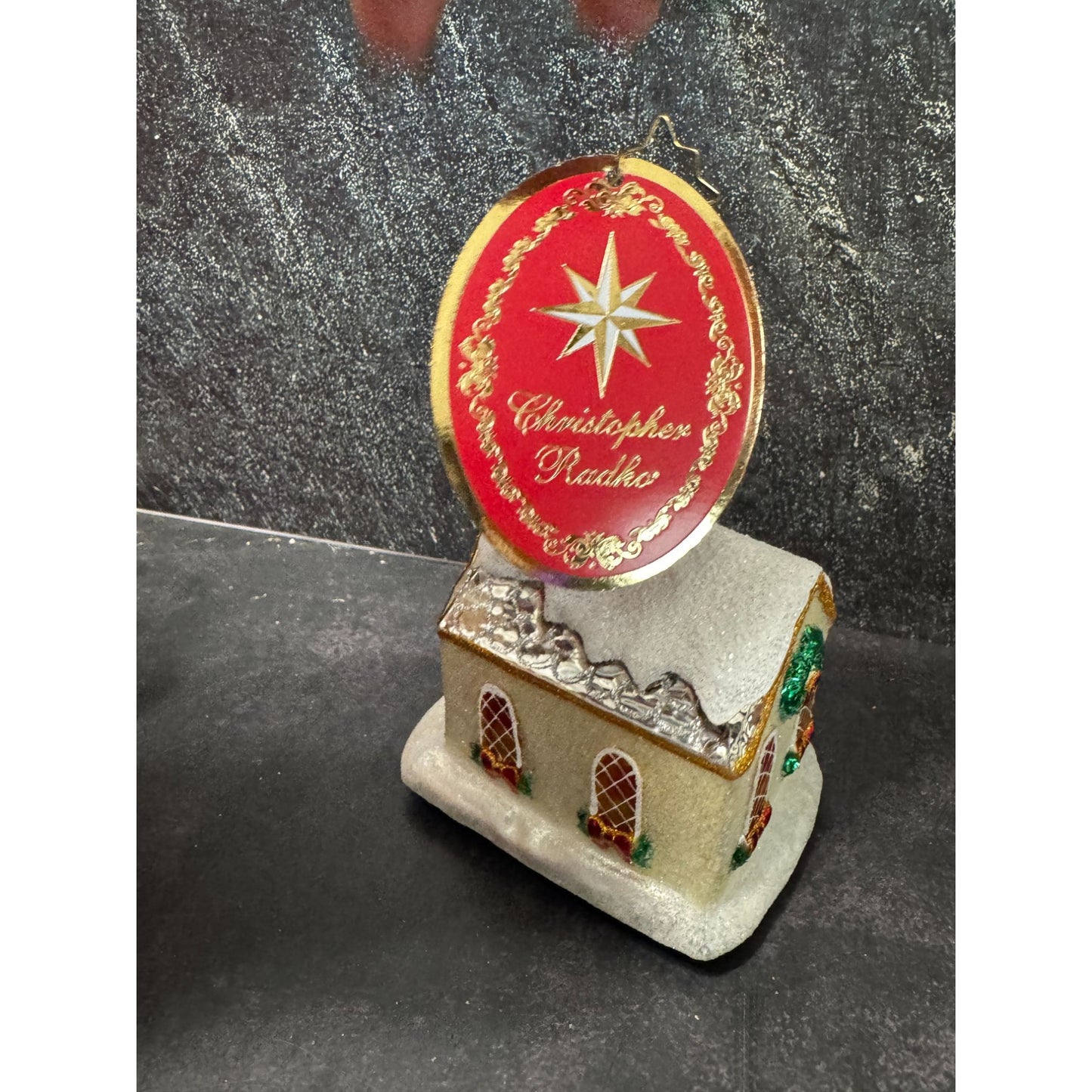 Christopher Radko Snowy Sanctuary Blown Glass Church Ornament 2024 5" X 3 1/2" White & Gold Holiday Decor