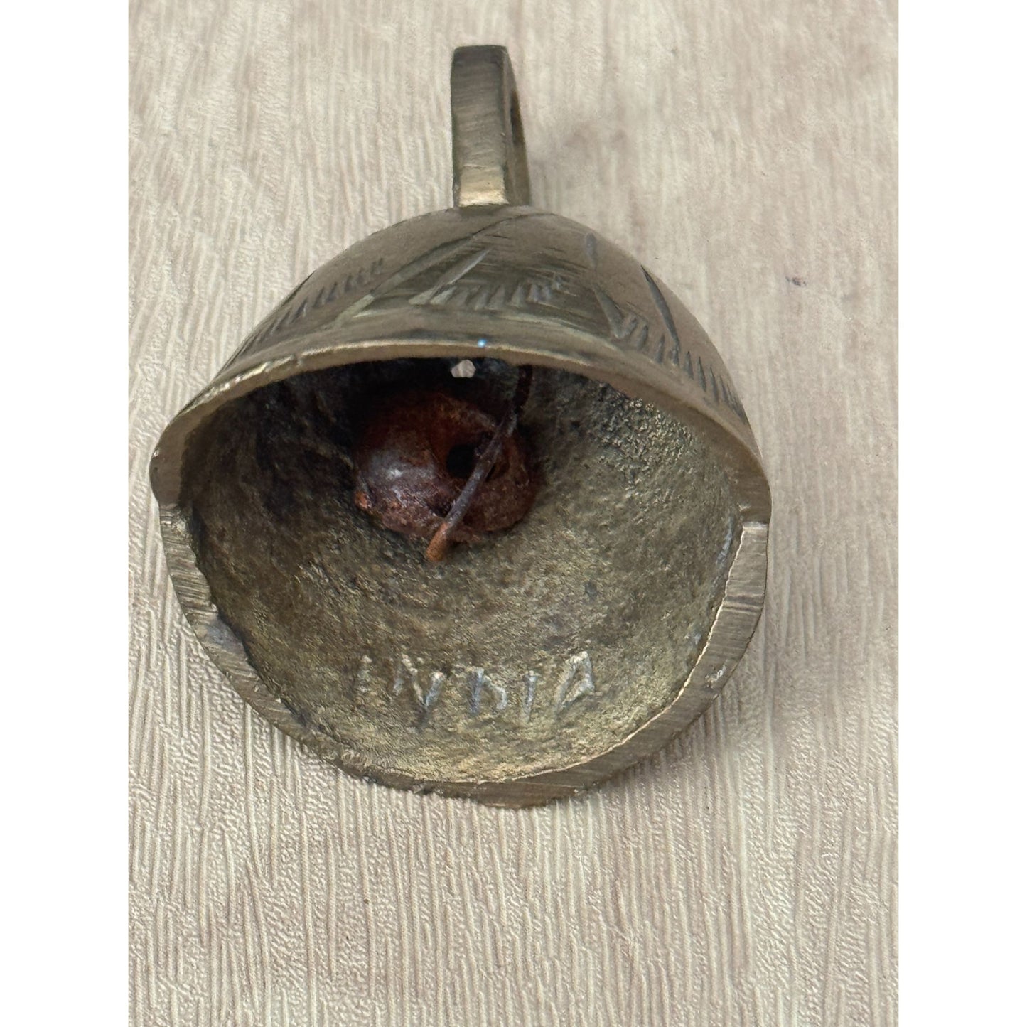 Vintage Brass Sarna Small Bell Made In India With Etched Design 2.5" X 1.5"