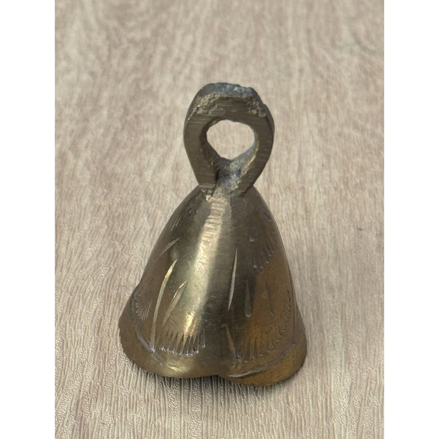 Vintage Brass Sarna Small Bell Made In India With Etched Design 2.5" X 1.5"