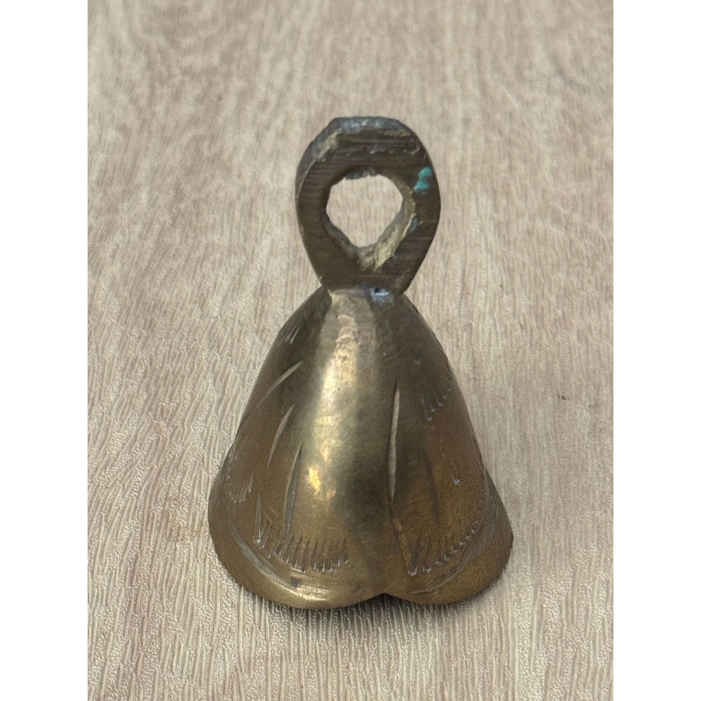 Vintage Brass Sarna Small Bell Made In India With Etched Design 2.5" X 1.5"