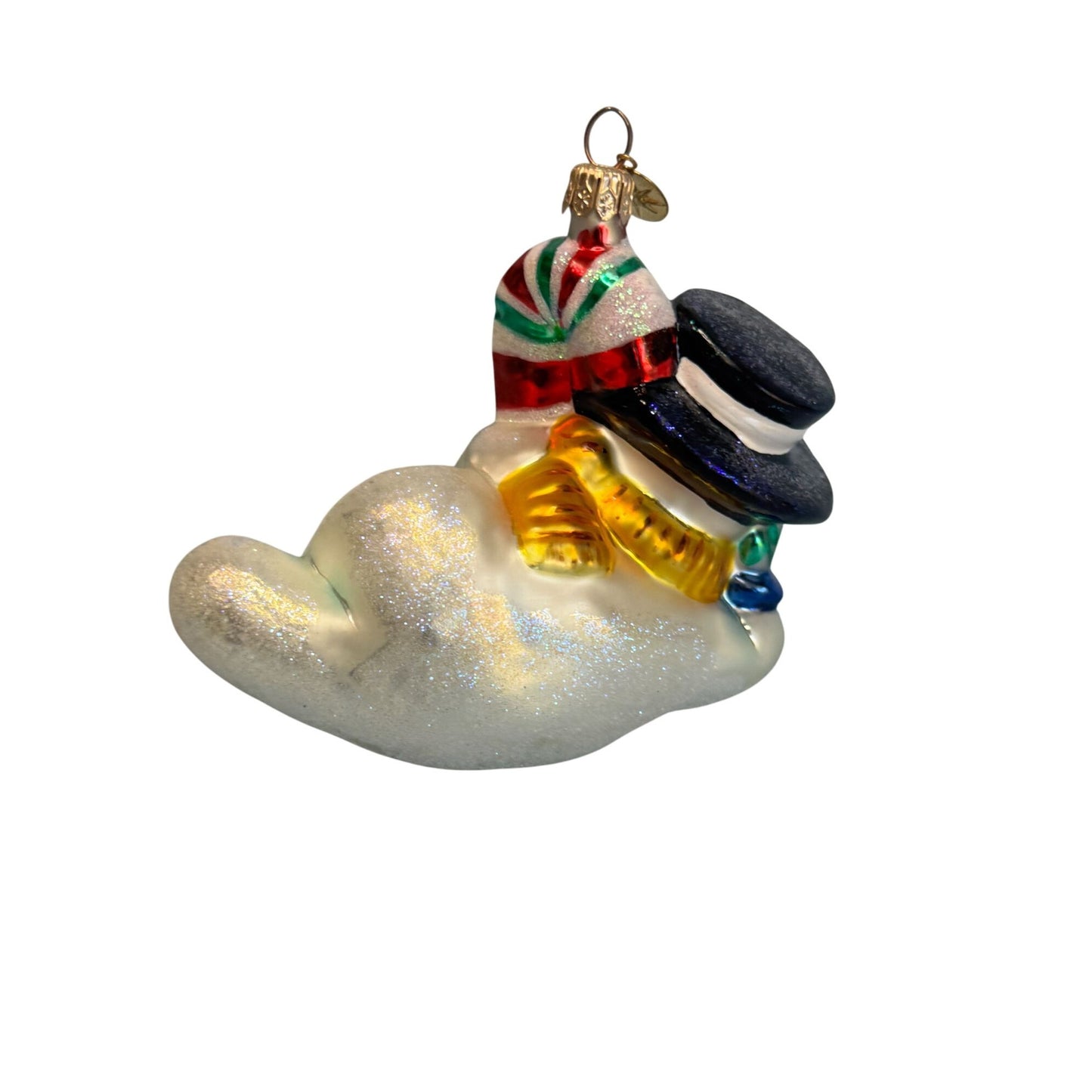 Christopher Radko Chillin Snowman Ornament Glass Multicolor Retired 4.5 Inches