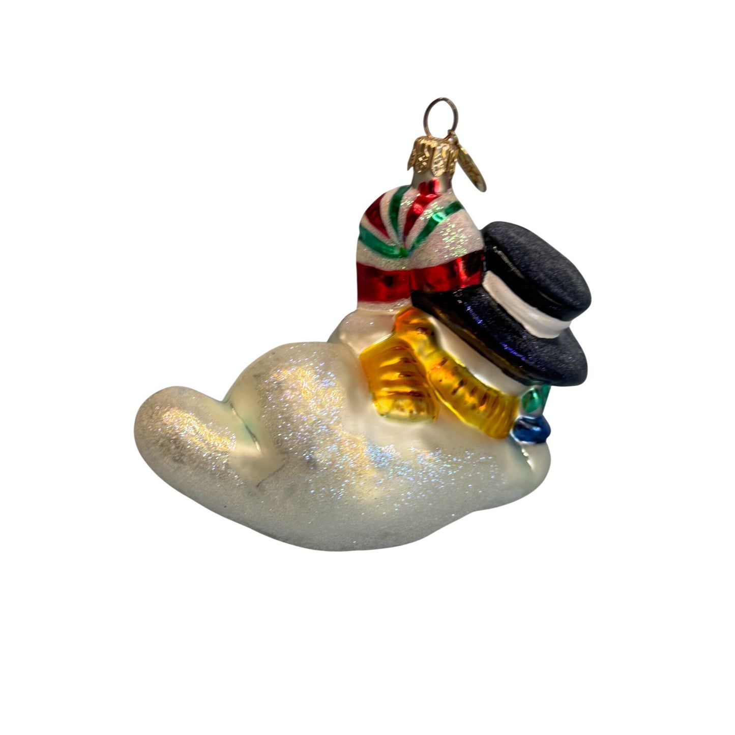 Christopher Radko Chillin Snowman Ornament Glass Multicolor Retired 4.5 Inches