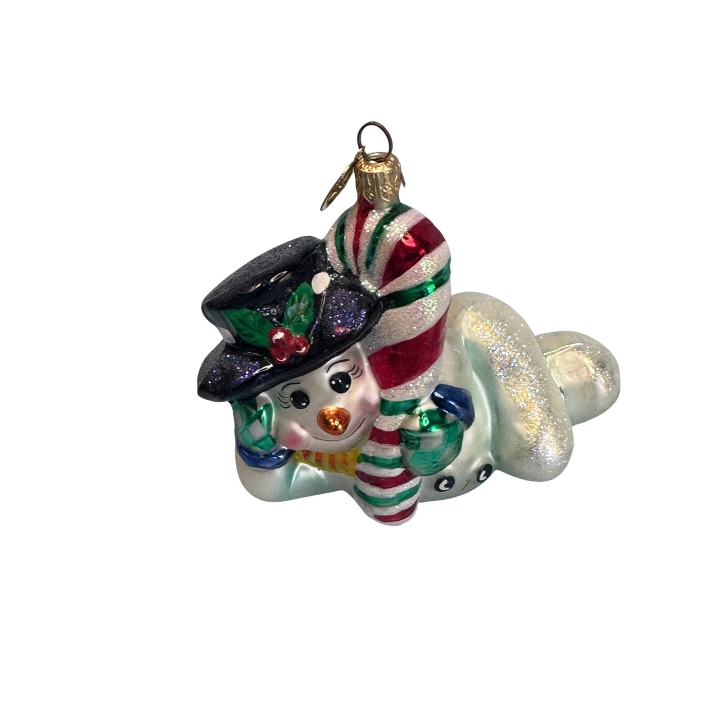 Christopher Radko Chillin Snowman Ornament Glass Multicolor Retired 4.5 Inches