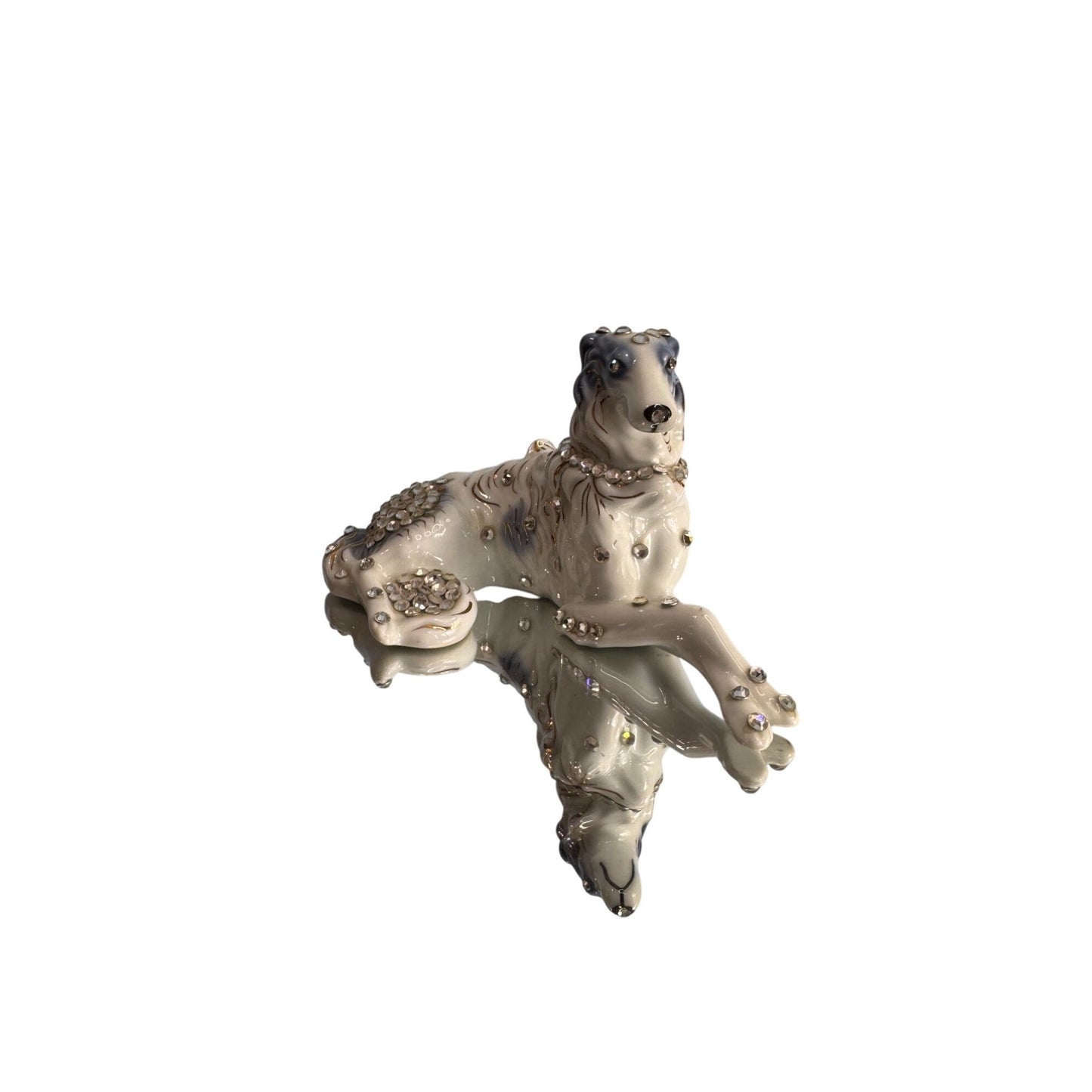 Vintage Art-Shaw Japan Borzoi Dog Figurine Rhinestone Glam Mid Century Ceramic
