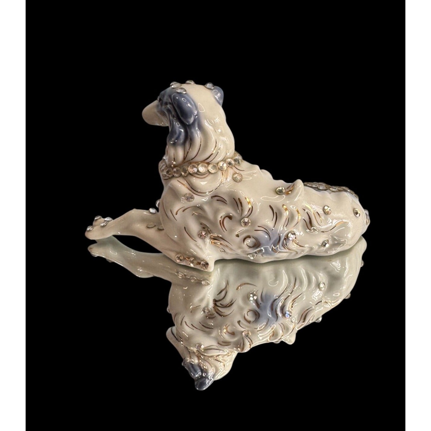 Vintage Art-Shaw Japan Borzoi Dog Figurine Rhinestone Glam Mid Century Ceramic