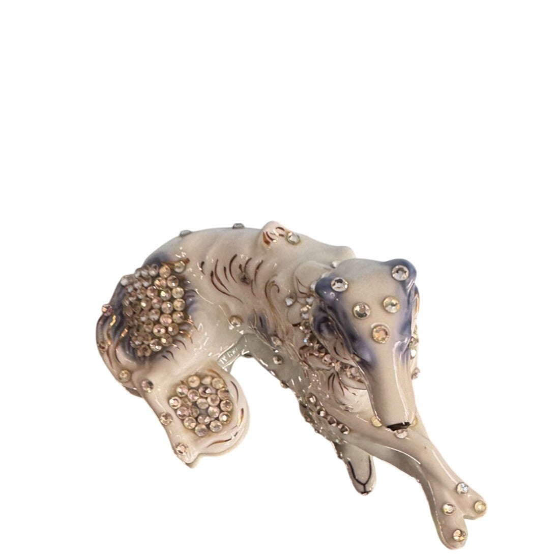 Vintage Art-Shaw Japan Borzoi Dog Figurine Rhinestone Glam Mid Century Ceramic