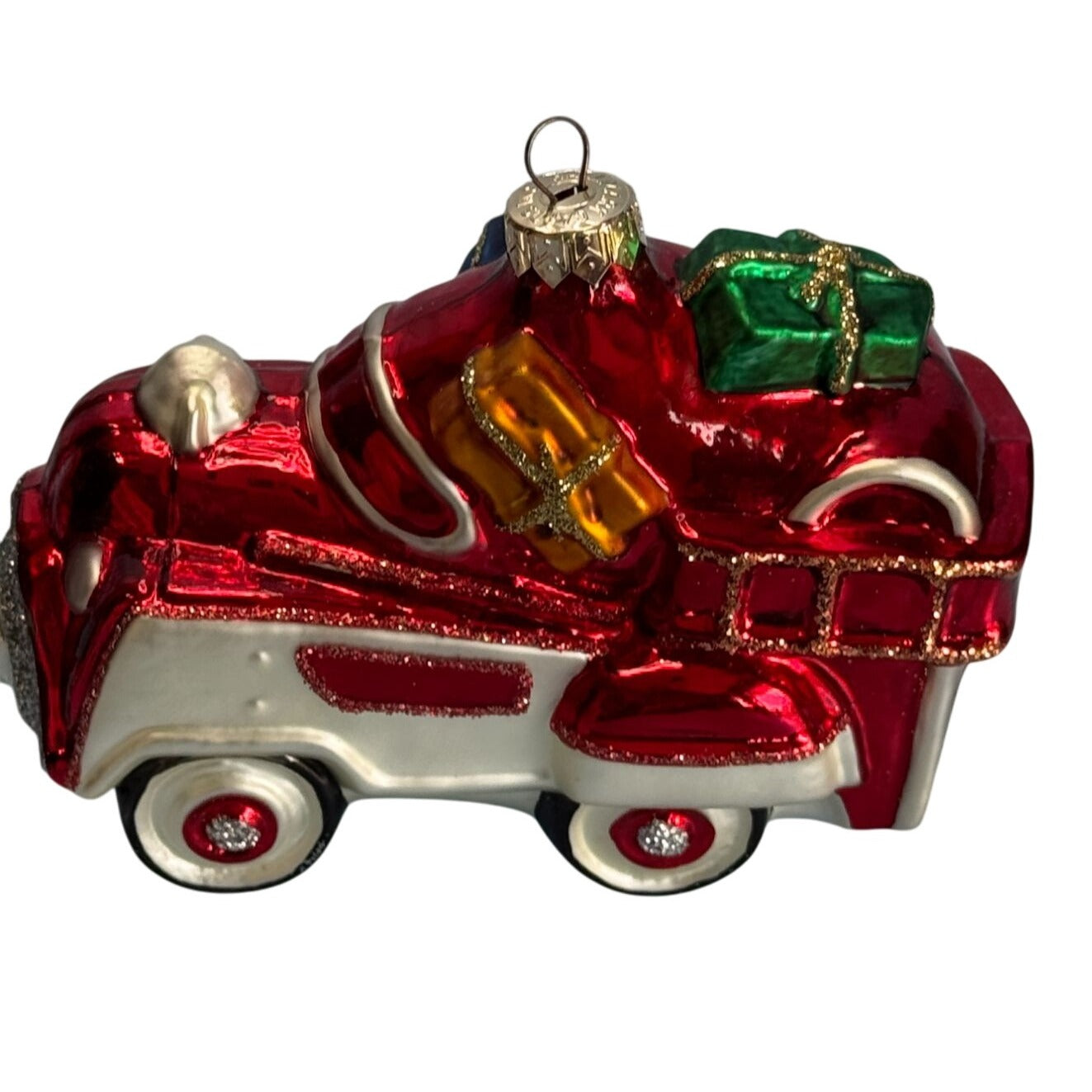 Crown Reflections 1998 Blown Glass Fire Truck Ornament With Gifts In Original Box