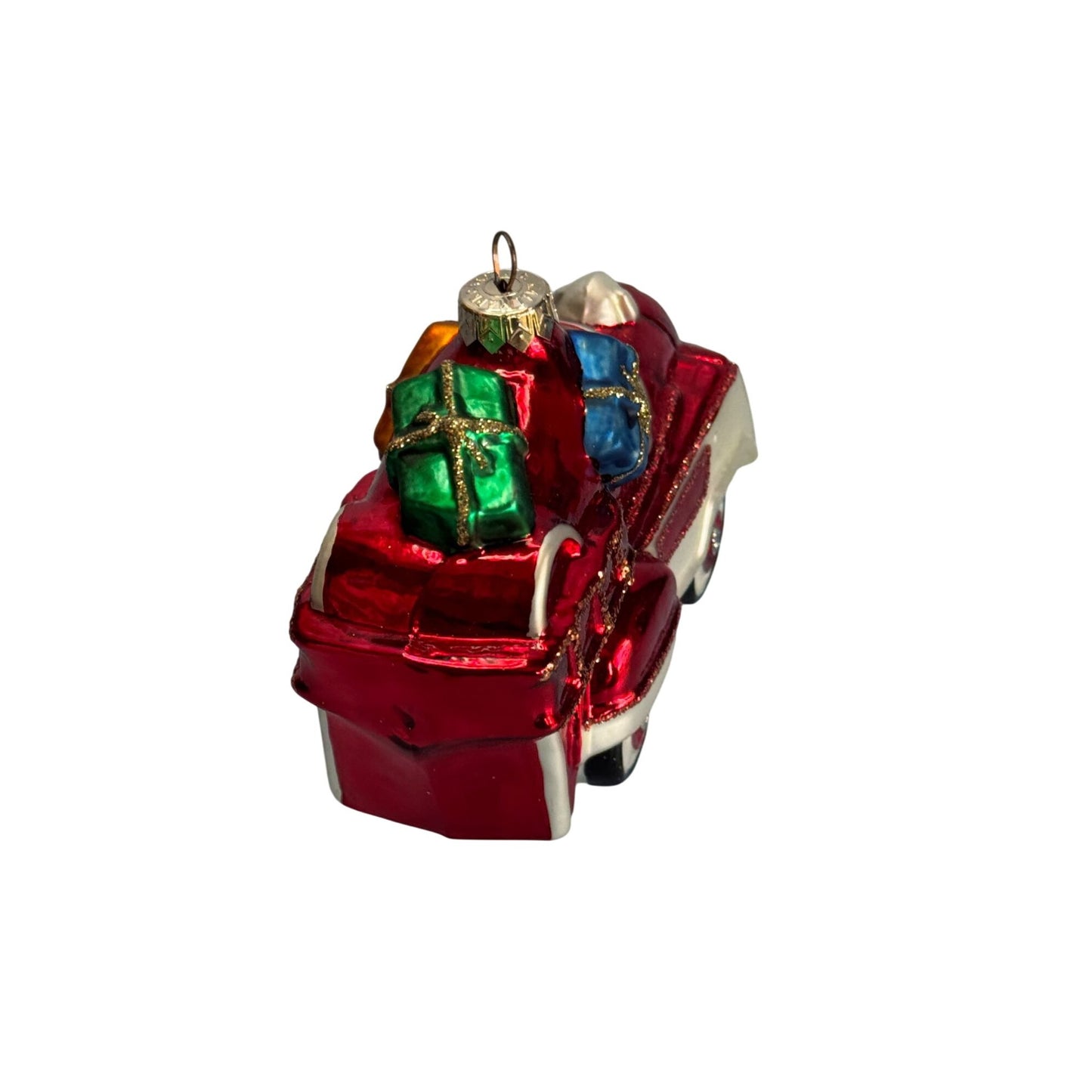Crown Reflections 1998 Blown Glass Fire Truck Ornament With Gifts In Original Box