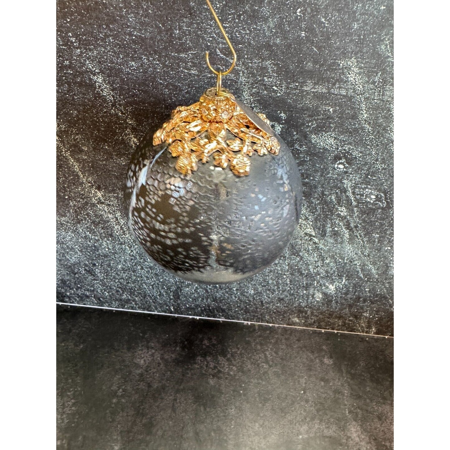 Jason Wu Large Glass Ornament Gold Rhinestone Trimmed Black Lace Designer Tag