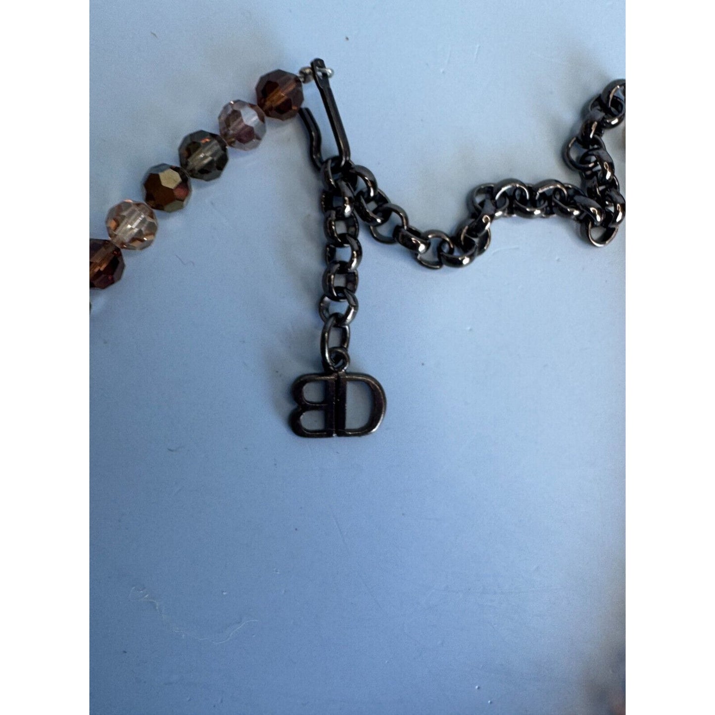 Blair Delmonico Beaded Necklace With Crystal Pendant 15" Length Adjustable Chain