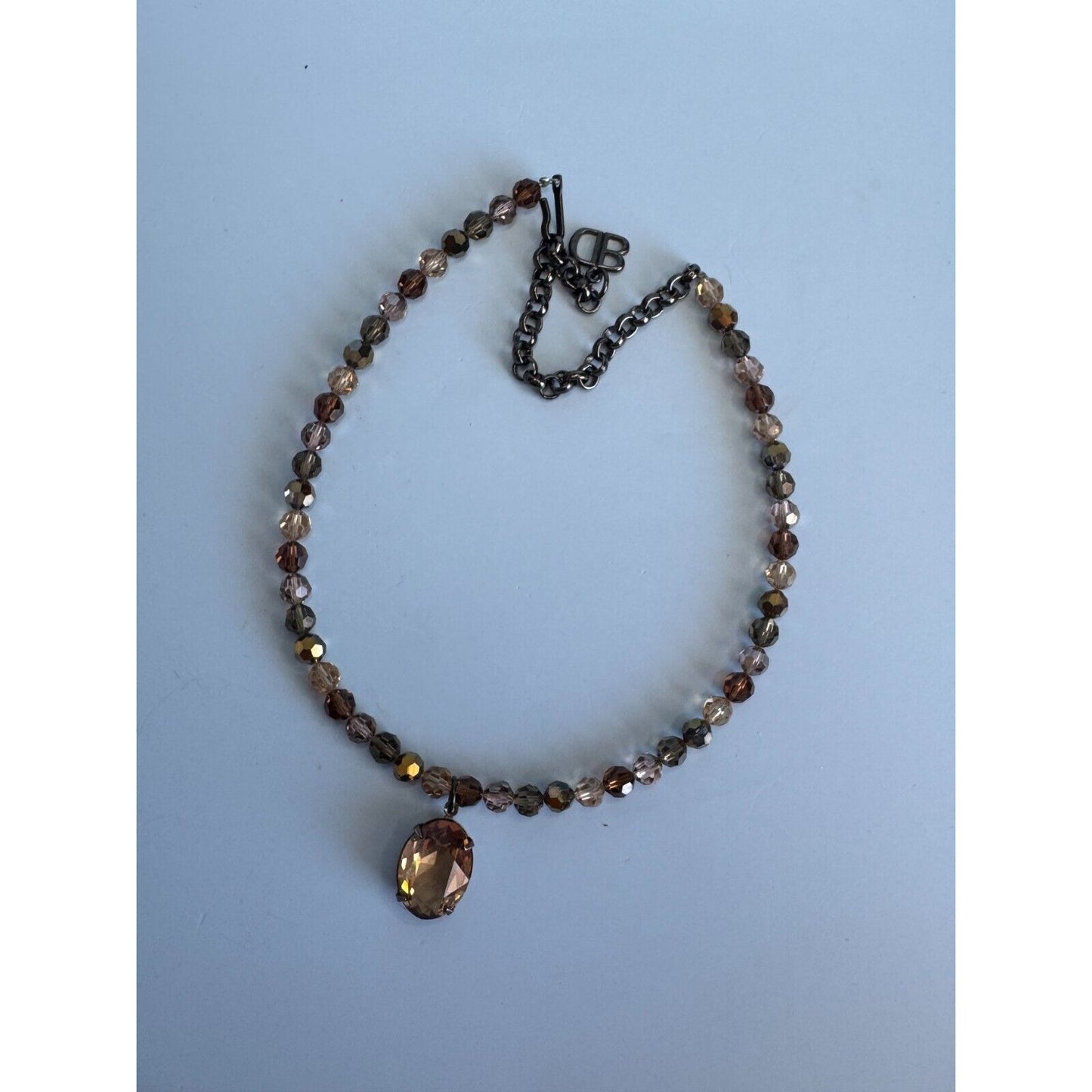 Blair Delmonico Beaded Necklace With Crystal Pendant 15" Length Adjustable Chain