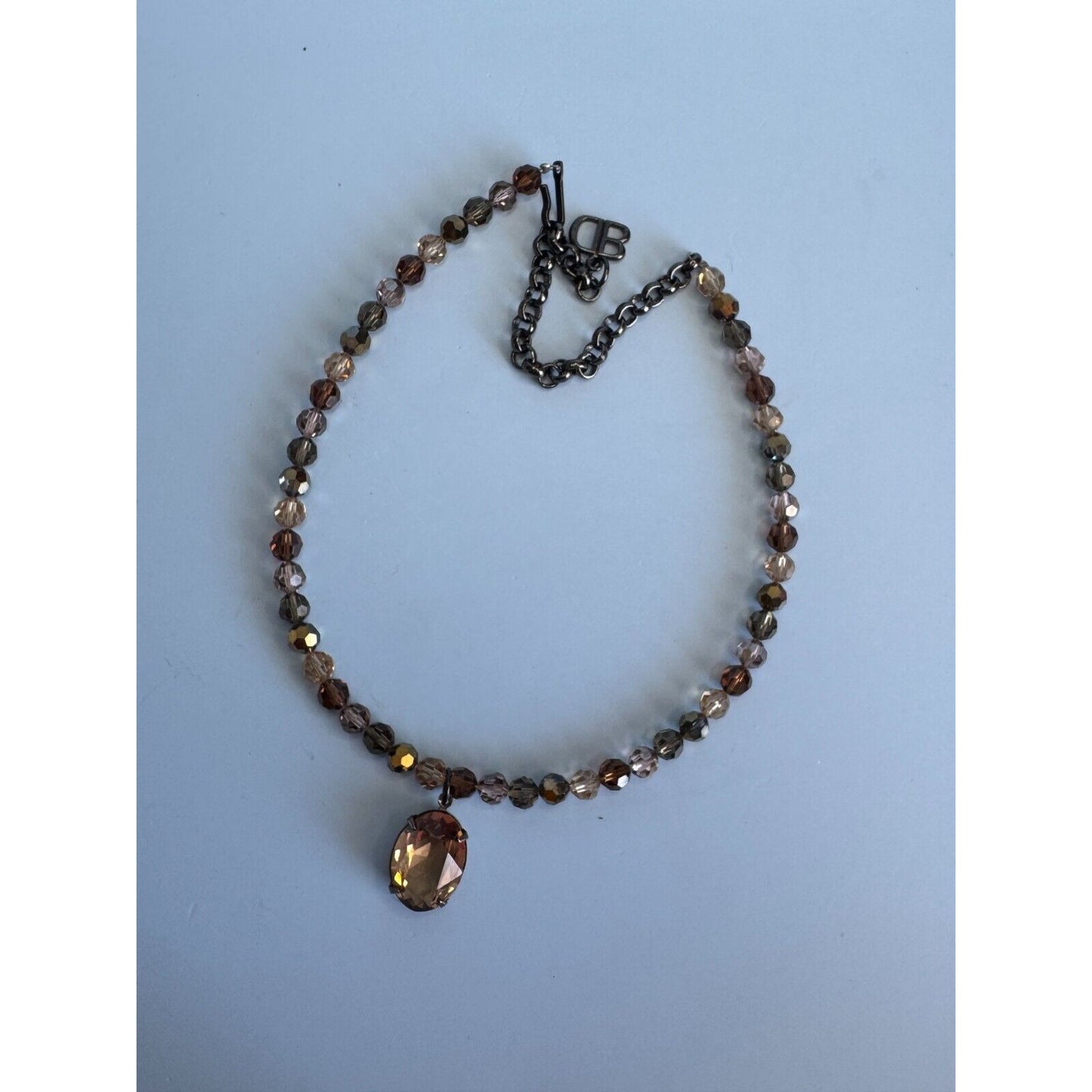 Blair Delmonico Beaded Necklace With Crystal Pendant 15" Length Adjustable Chain