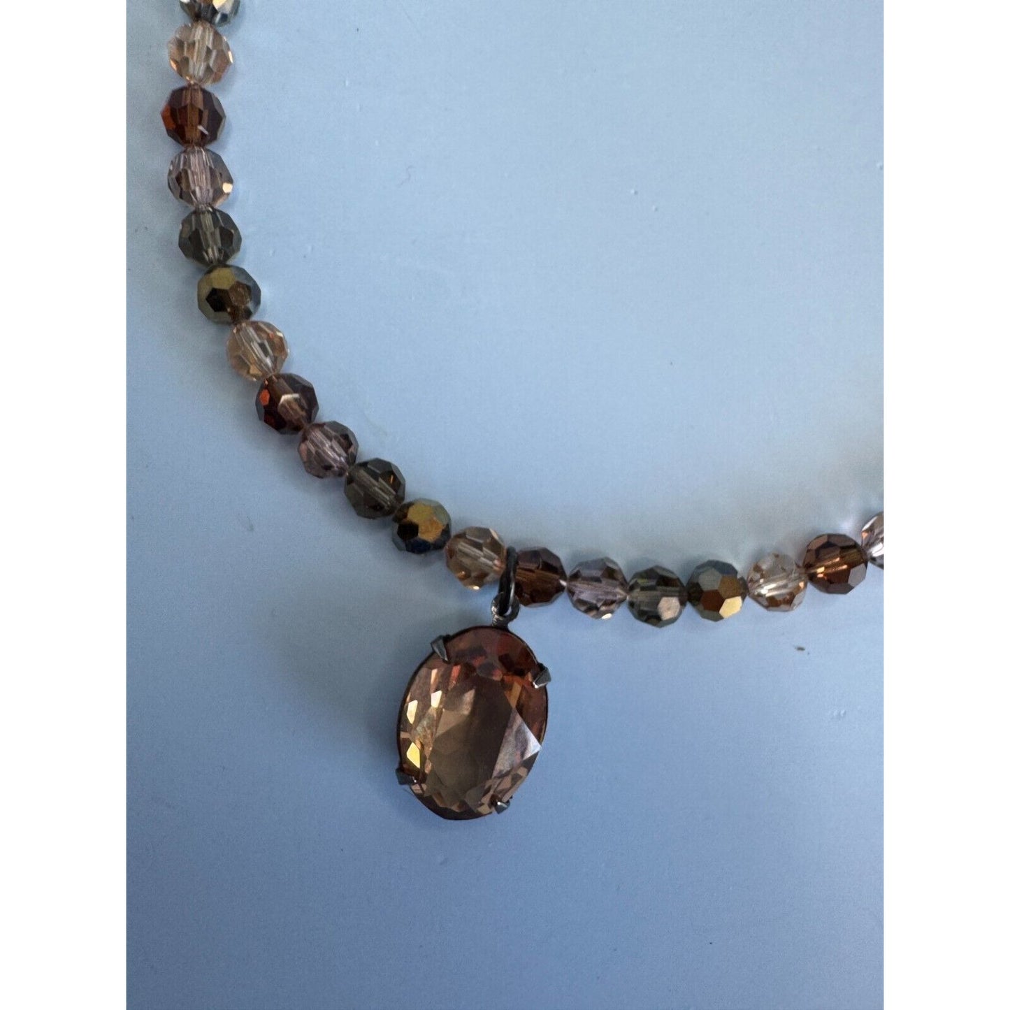 Blair Delmonico Beaded Necklace With Crystal Pendant 15" Length Adjustable Chain