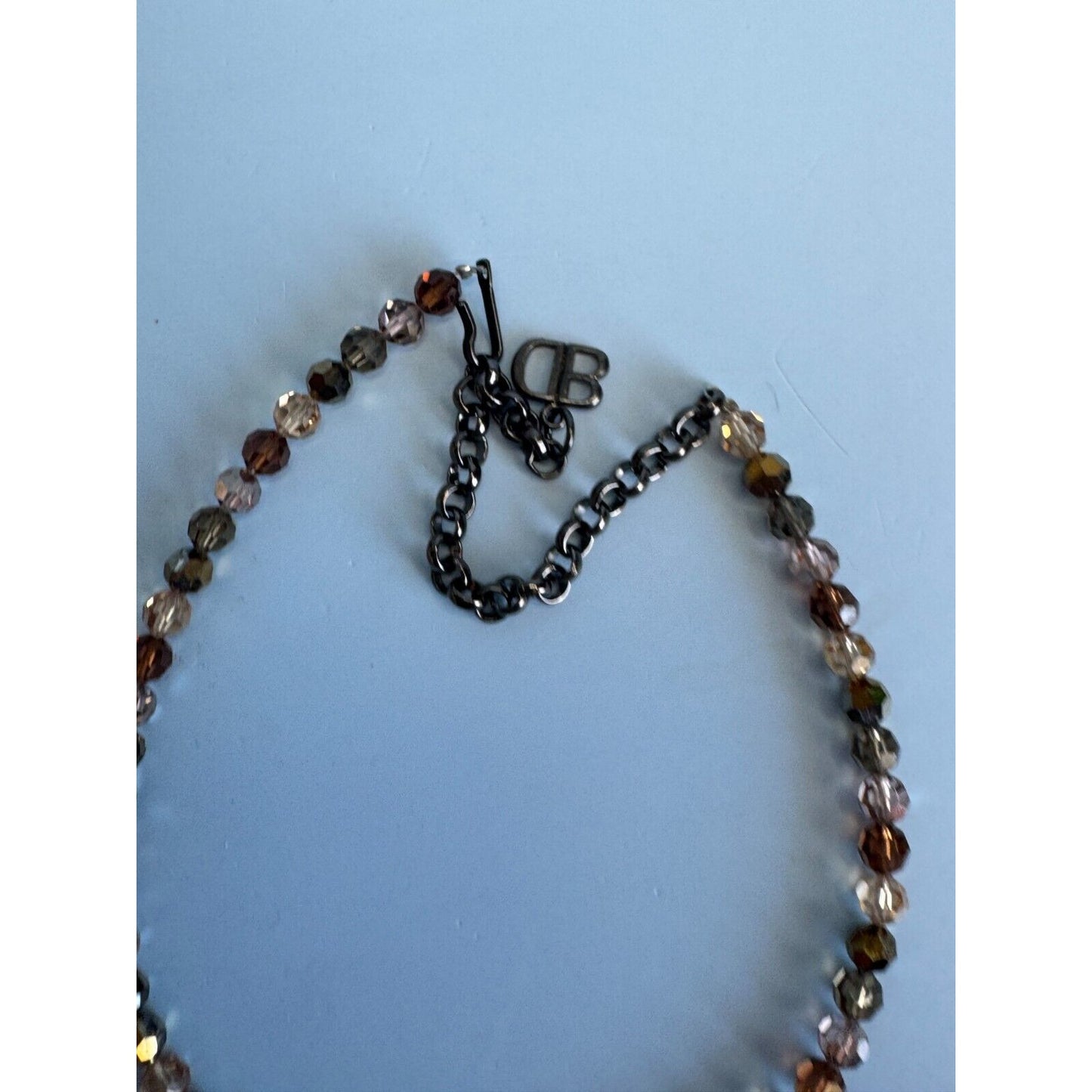 Blair Delmonico Beaded Necklace With Crystal Pendant 15" Length Adjustable Chain