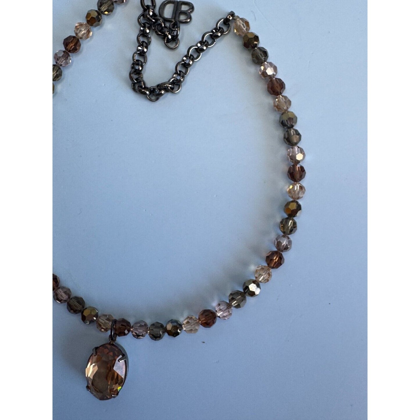 Blair Delmonico Beaded Necklace With Crystal Pendant 15" Length Adjustable Chain