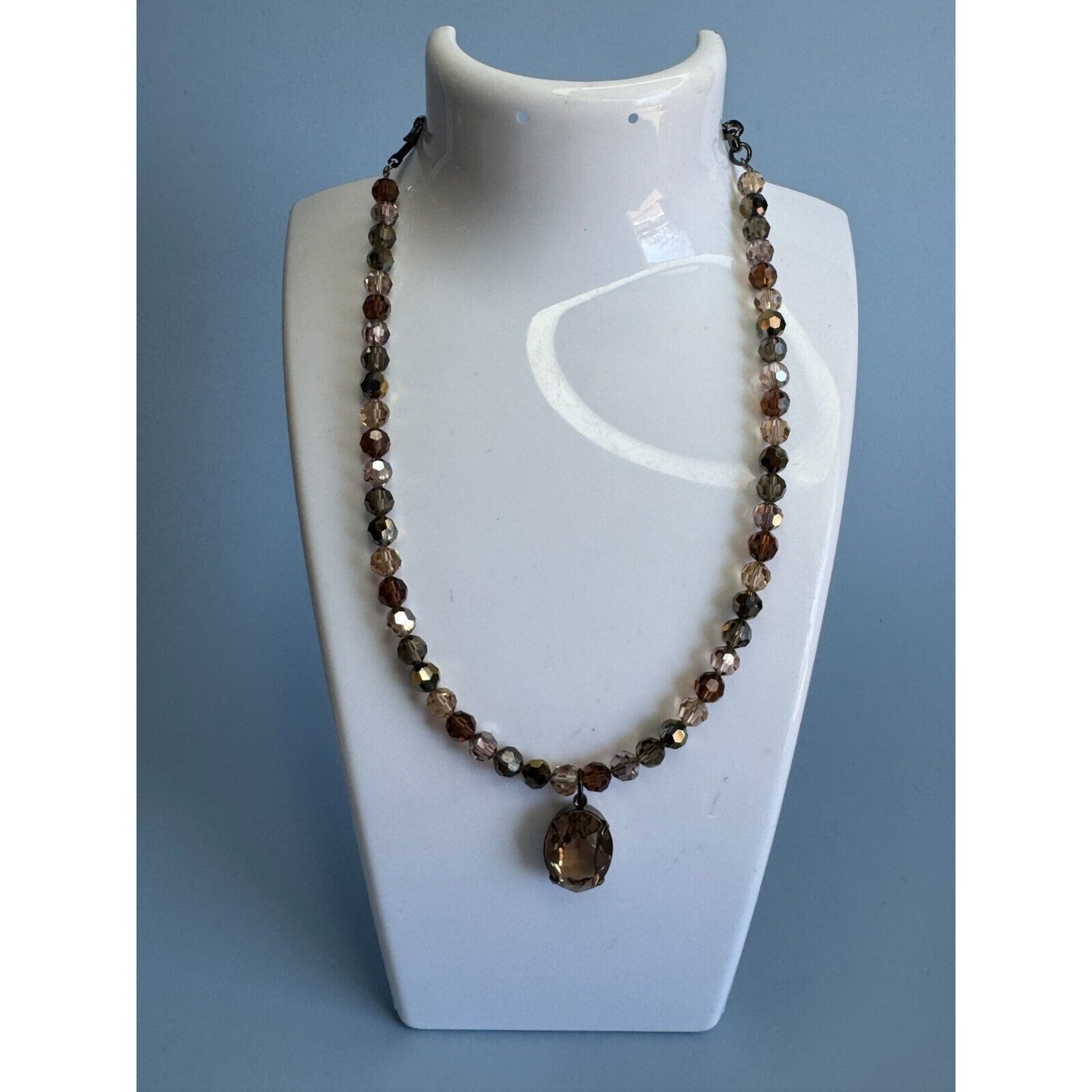 Blair Delmonico Beaded Necklace With Crystal Pendant 15" Length Adjustable Chain