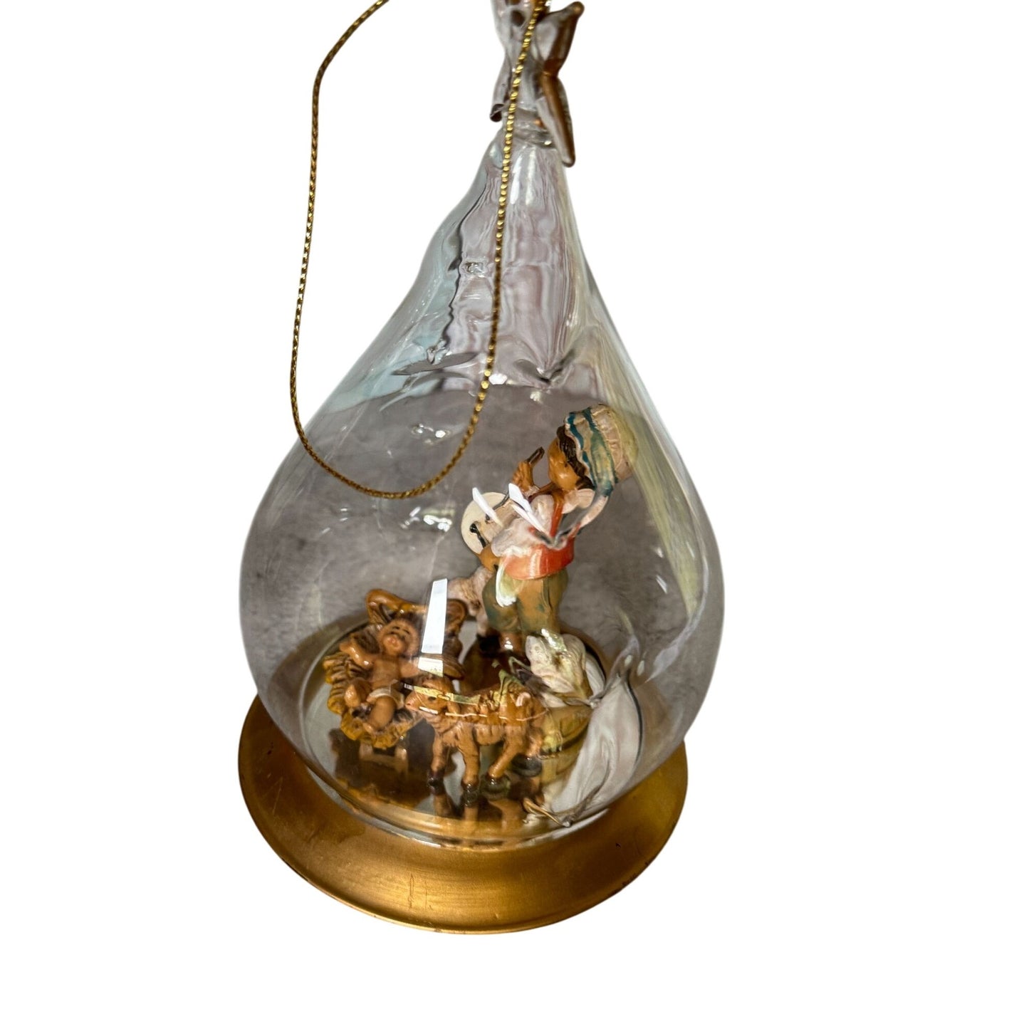 Fontanini Drummerboy, Jesus,Sheep In Blown Glass Christmas Tree Dome Ornament 6
