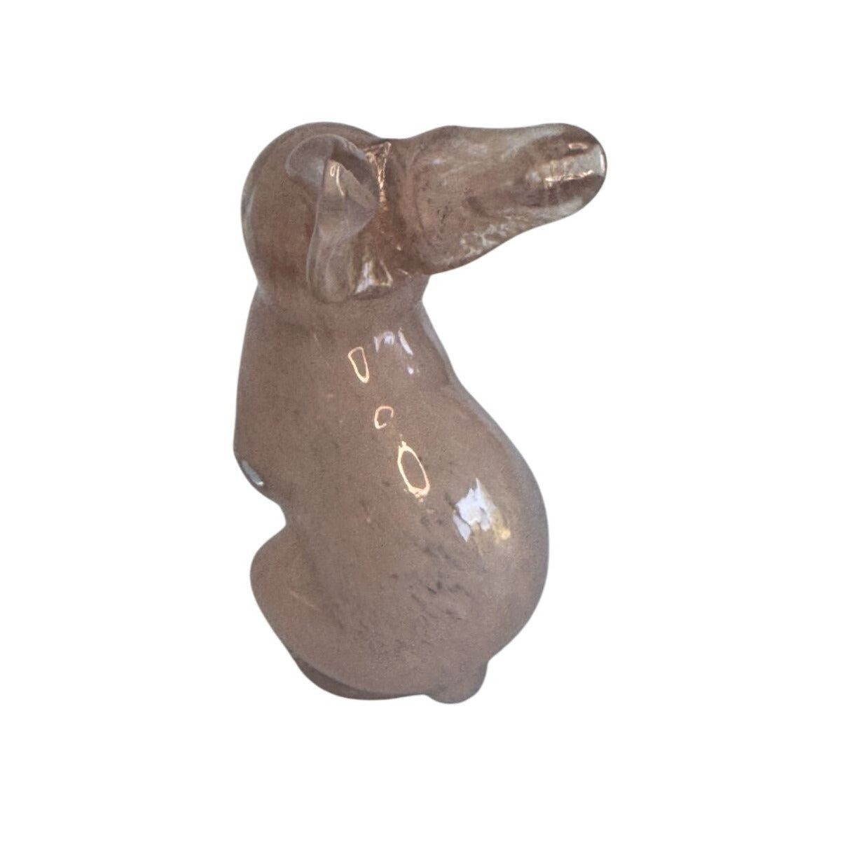 Art Glass Rabbit Pink Clear Blown Glass Bunny Figurine 4 Inches