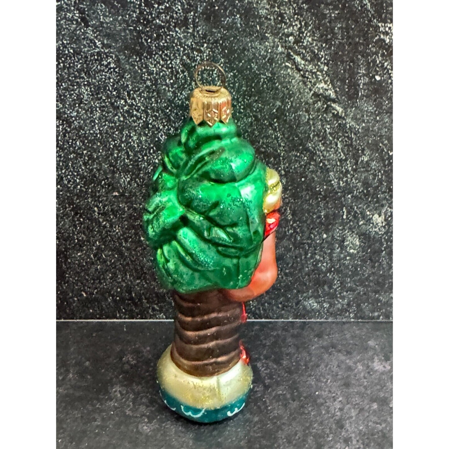 2000 Flamingo Palm Tree Blown Glass Christmas Ornament Hand Signed LC