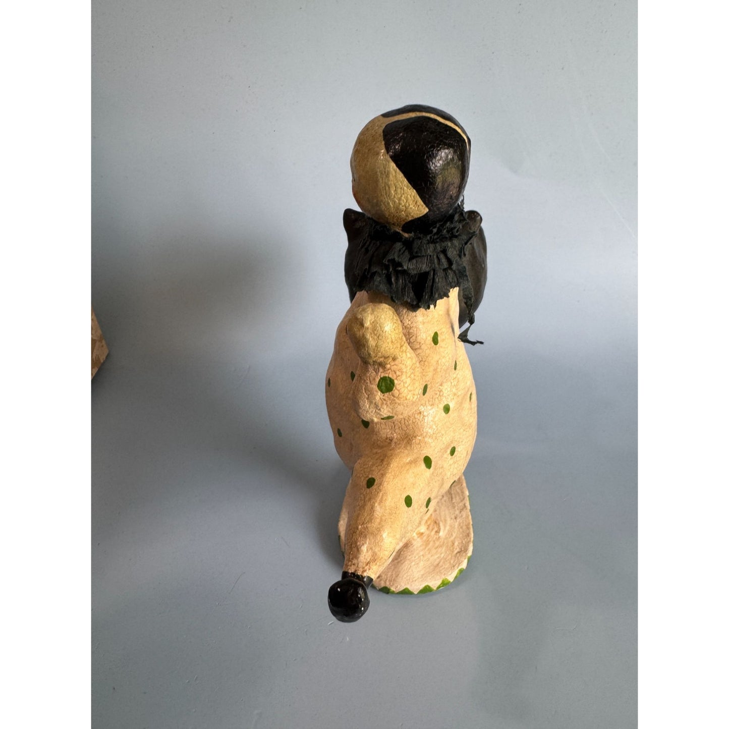 2004 Nicole Sayers Paper Mache Dancing Clown & Black Cat Halloween Figurine SCF