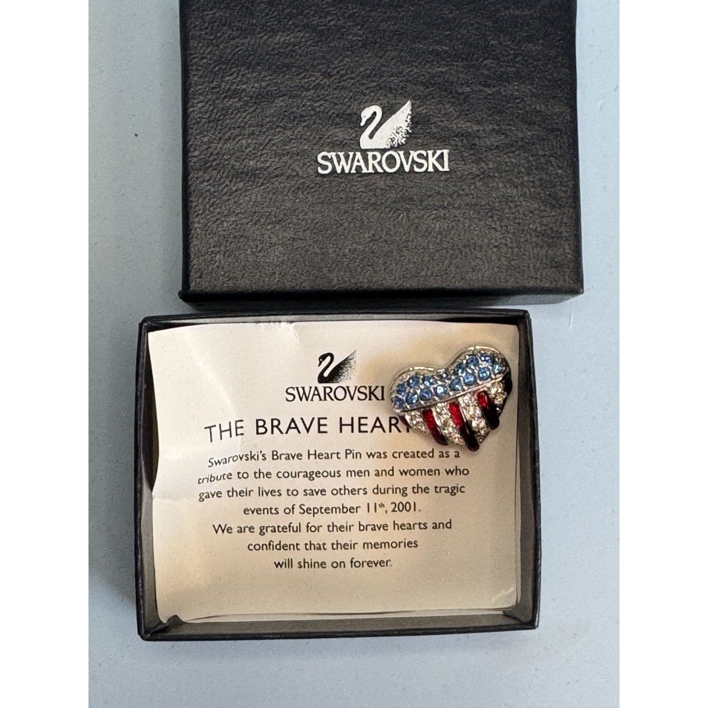 Swarovski Brave Heart Pin With Crystals Tribute To 9/11 Heroes Original Box