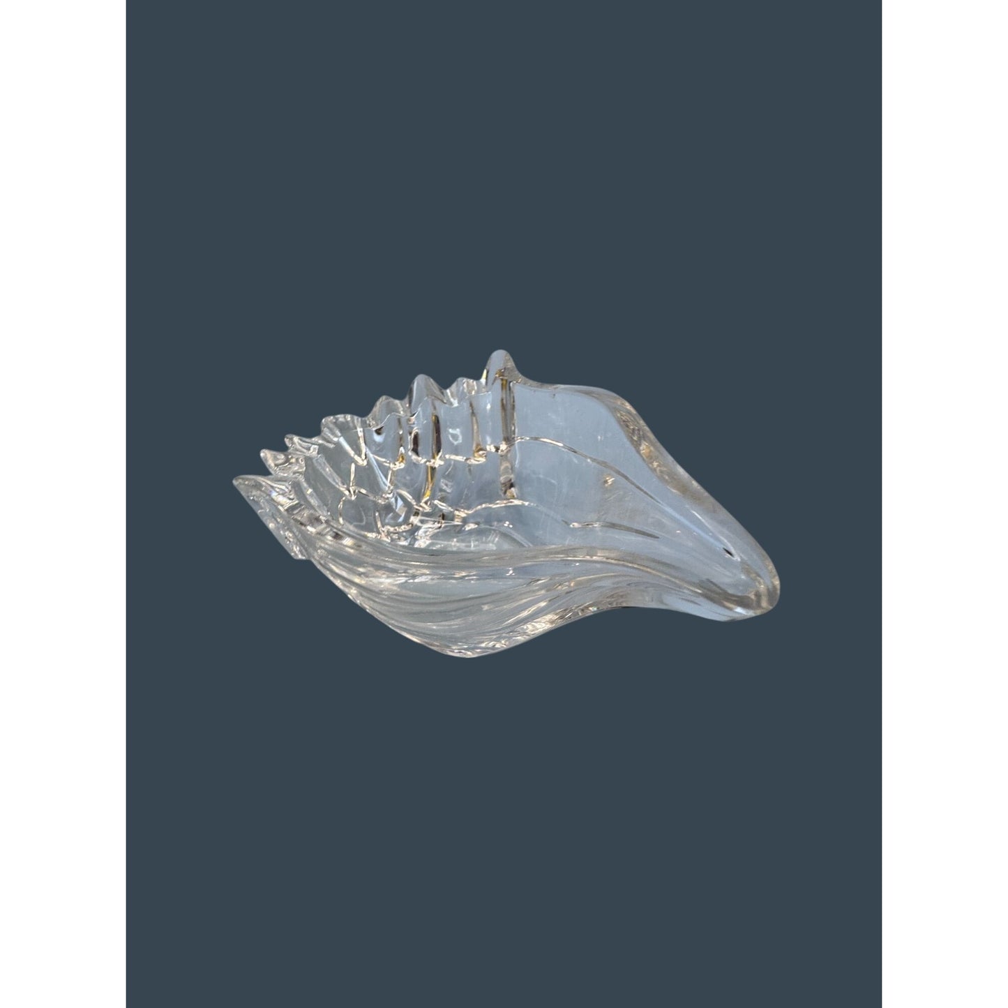 Marquis By Waterford Crystal Conch Shell Dish Votive Candle/Tea Light Holder 5 1/2" X 2 1/2" Elegant Coastal Decor