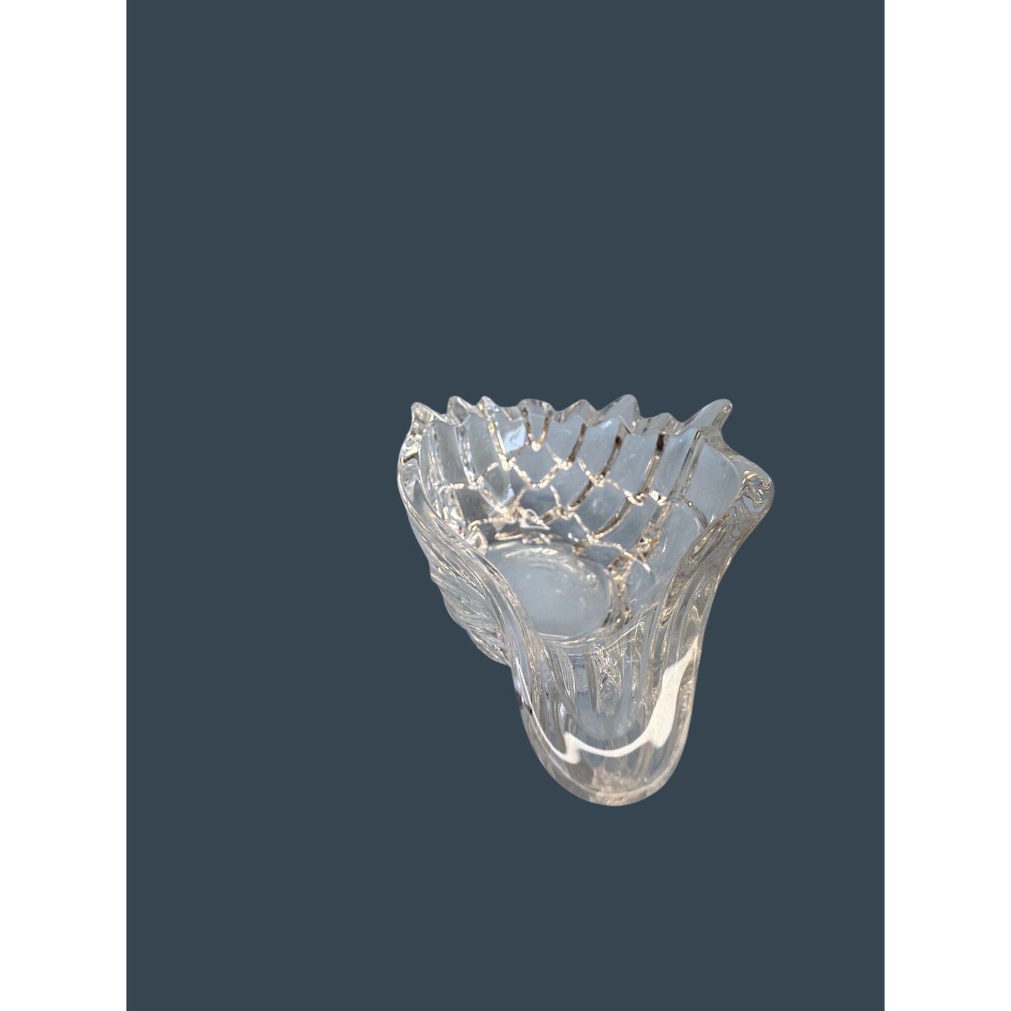 Marquis By Waterford Crystal Conch Shell Dish Votive Candle/Tea Light Holder 5 1/2" X 2 1/2" Elegant Coastal Decor