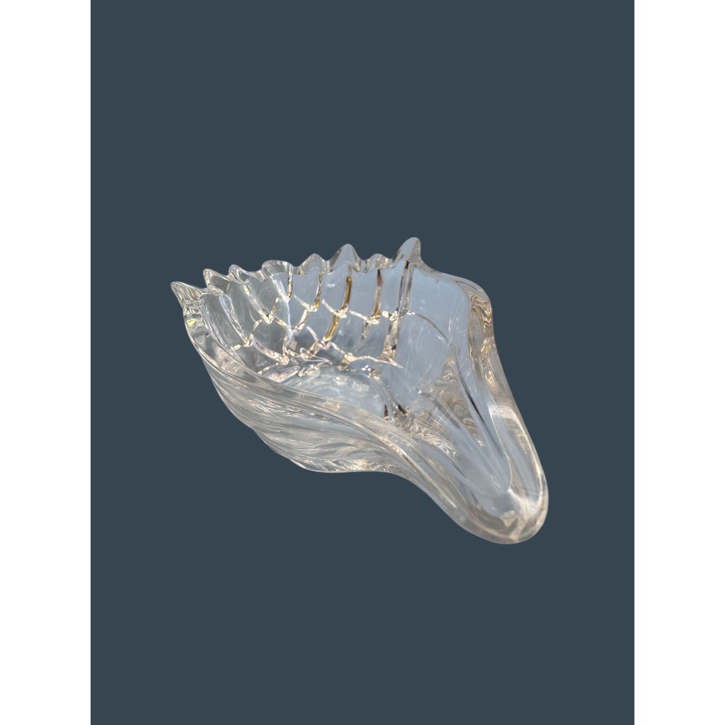 Marquis By Waterford Crystal Conch Shell Dish Votive Candle/Tea Light Holder 5 1/2" X 2 1/2" Elegant Coastal Decor