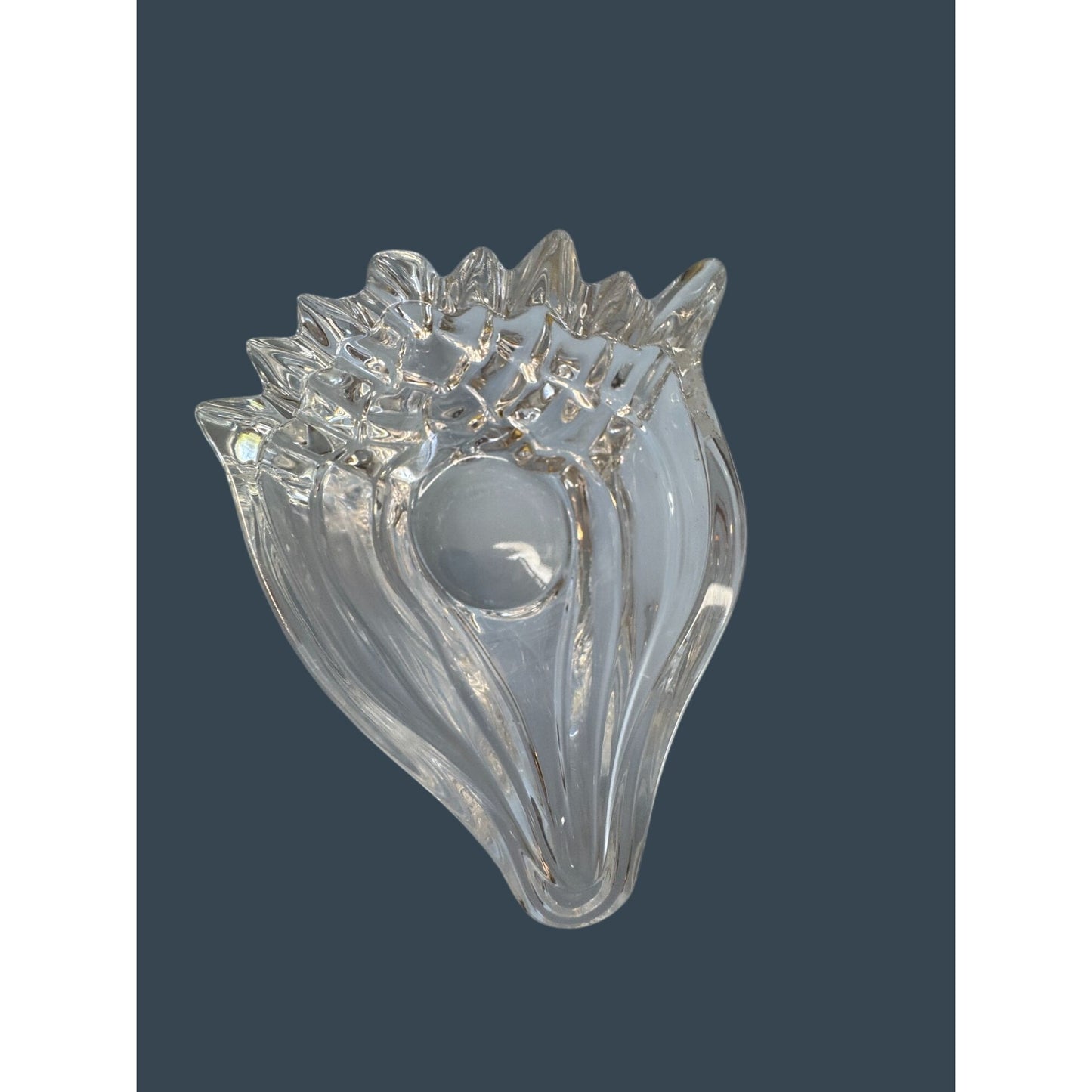 Marquis By Waterford Crystal Conch Shell Dish Votive Candle/Tea Light Holder 5 1/2" X 2 1/2" Elegant Coastal Decor