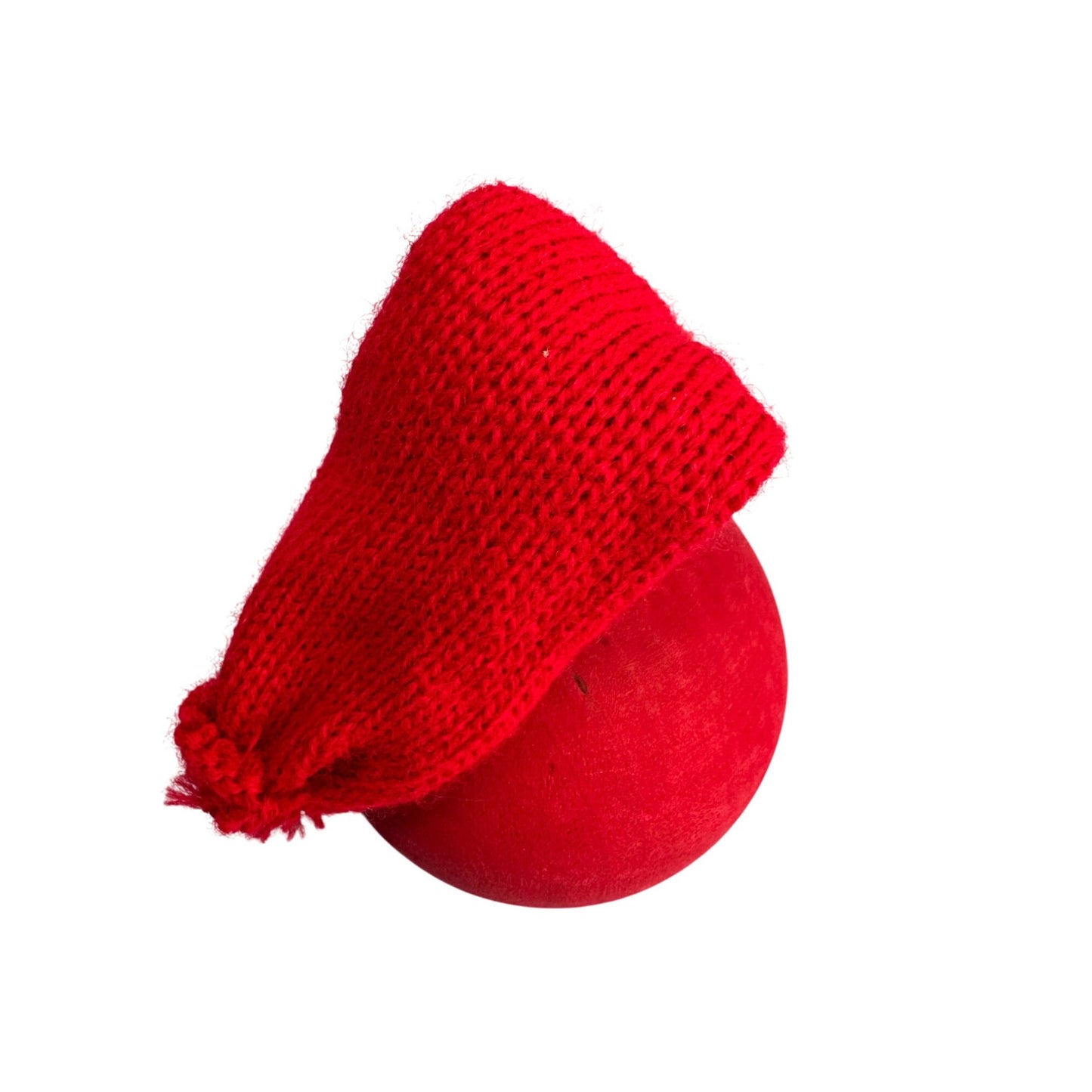Swedish Tomte Christmas Figure With Red Knit Hat & Scarf 3.5" Wooden Holiday Decoration