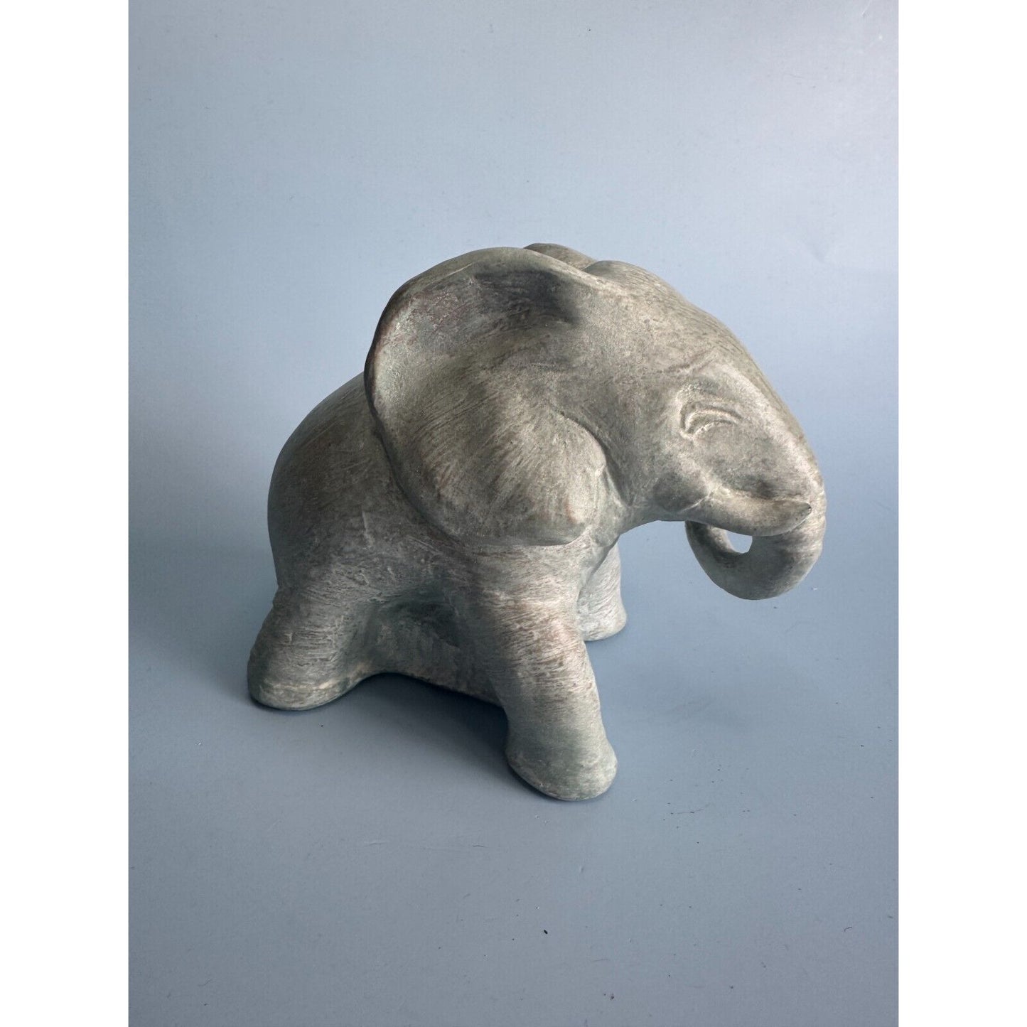 Isabel Bloom Sculpted Concrete Elephant Figurine Signed By Artist 5" X 6" USA Unique Home Decor