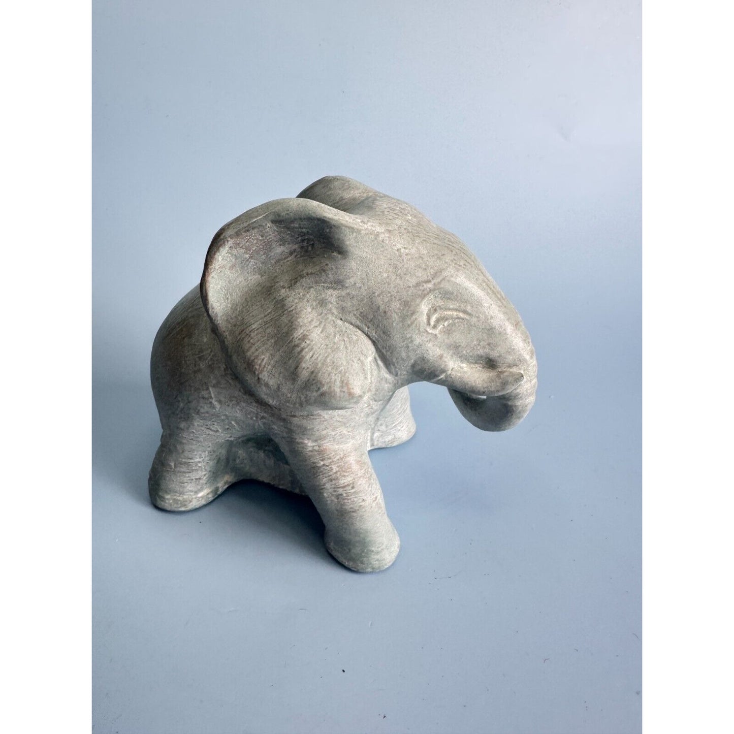 Isabel Bloom Sculpted Concrete Elephant Figurine Signed By Artist 5" X 6" USA Unique Home Decor